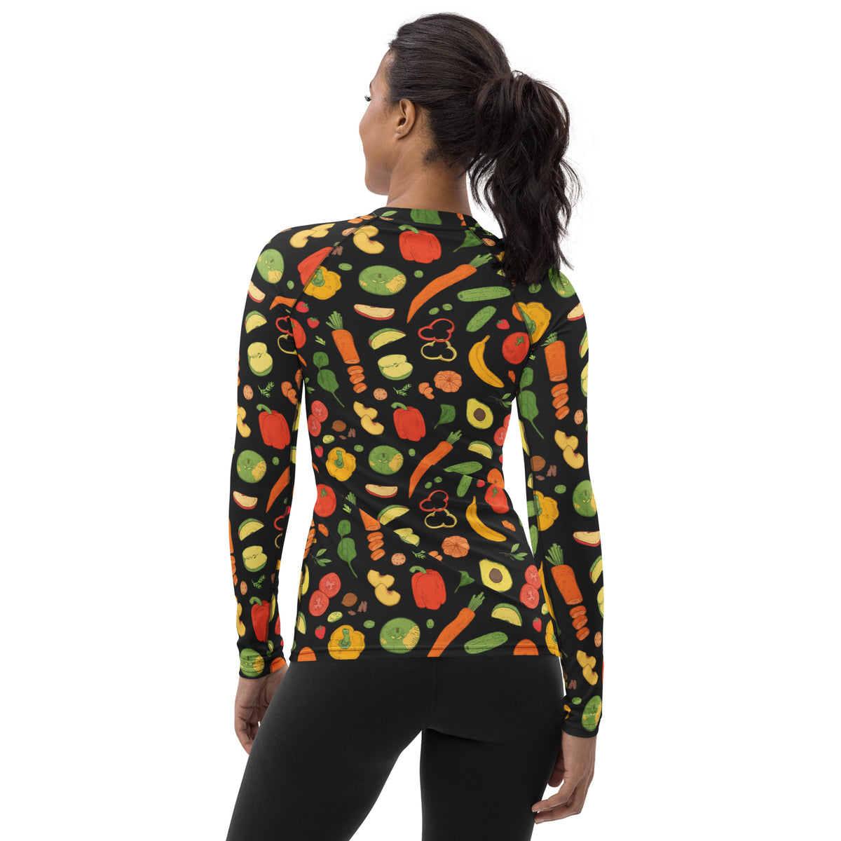 Women's Fruit & Vegetable Long Sleeve Rash Guard Swim Shirt – Buttery Soft, Sun Safe UPF 50+ Protection, Quick Dry & 4-Way Stretch Comfort