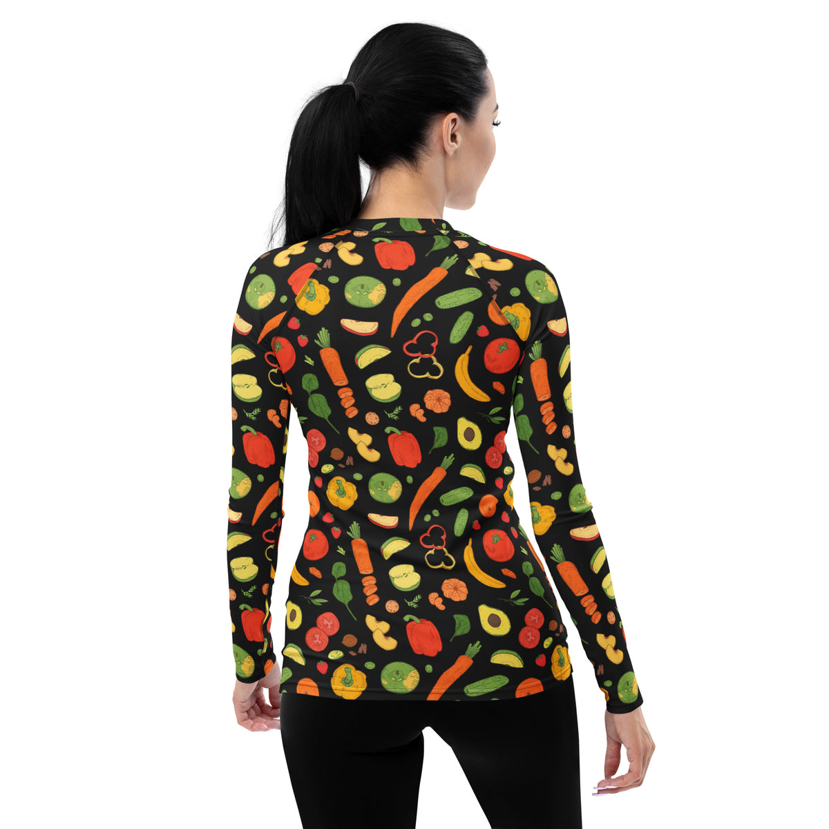 Women's Fruit & Vegetable Long Sleeve Rash Guard Swim Shirt – Buttery Soft, Sun Safe UPF 50+ Protection, Quick Dry & 4-Way Stretch Comfort