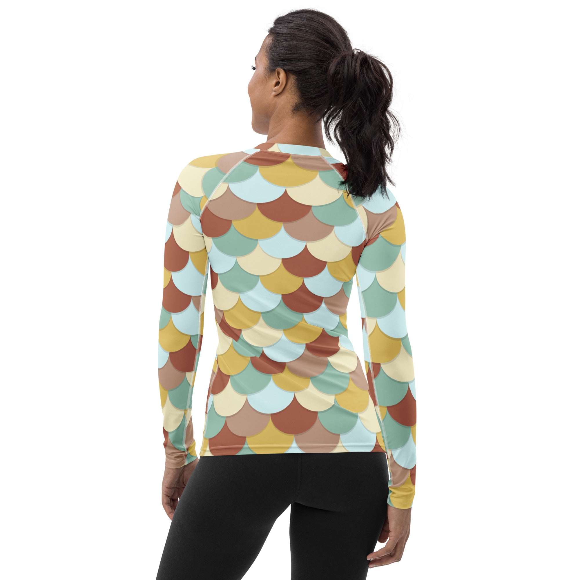 Women's Mermaid Scale Long Sleeve Rash Guard Swim Shirt – Buttery Soft, Sun Safe UPF 50+ Protection, Quick Dry & 4-Way Stretch Comfort