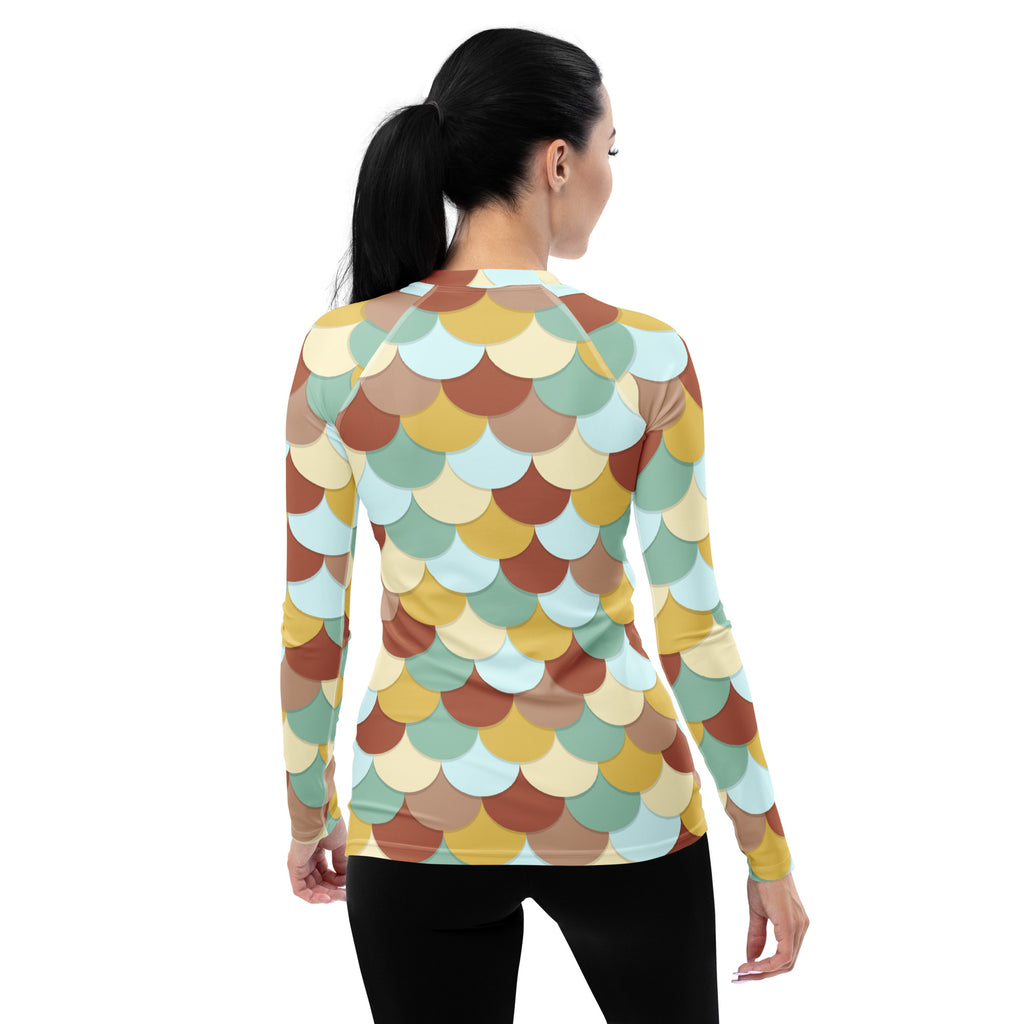 Women's Mermaid Scale Long Sleeve Rash Guard Swim Shirt – Buttery Soft, Sun Safe UPF 50+ Protection, Quick Dry & 4-Way Stretch Comfort