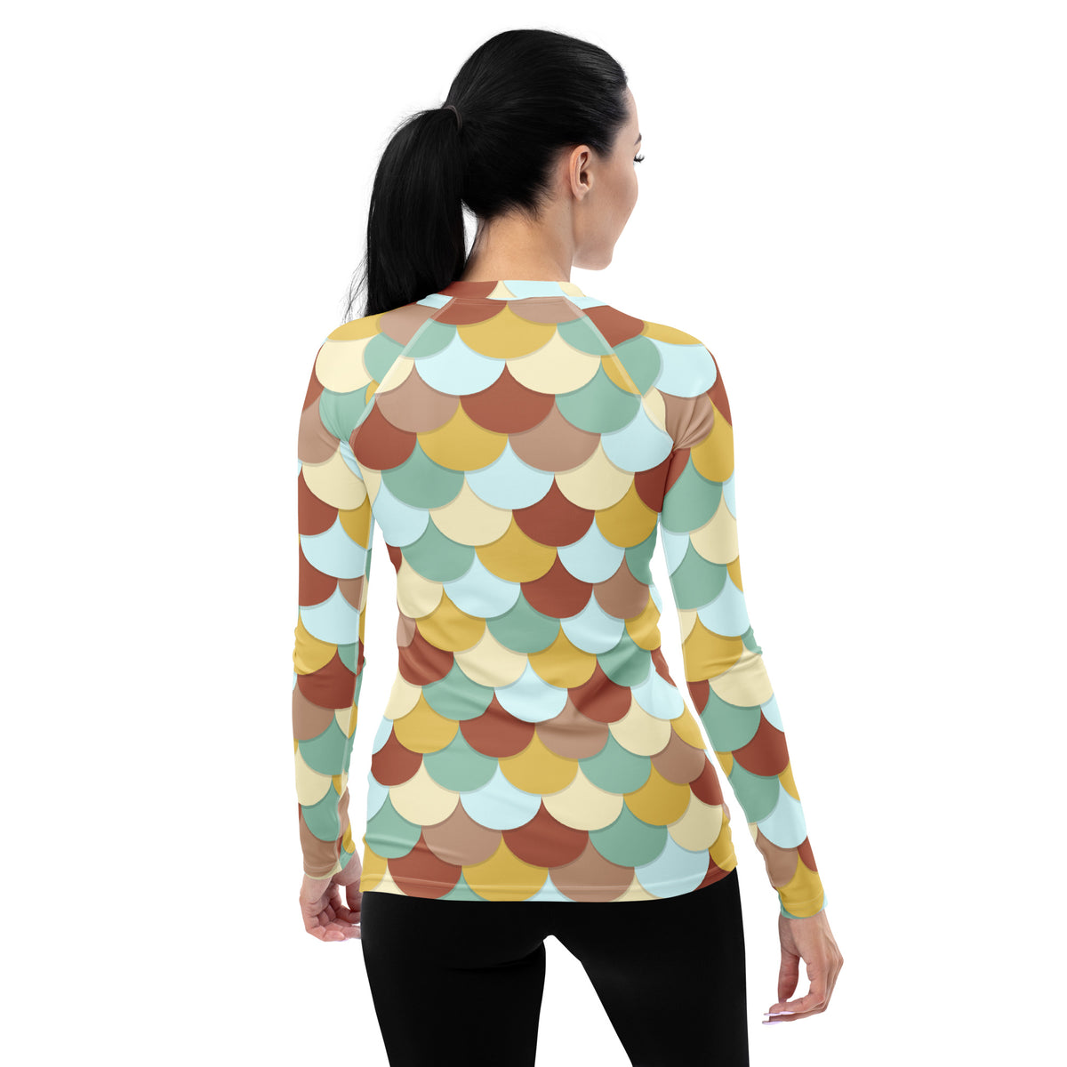 Women's Mermaid Scale Long Sleeve Rash Guard Swim Shirt – Buttery Soft, Sun Safe UPF 50+ Protection, Quick Dry & 4-Way Stretch Comfort