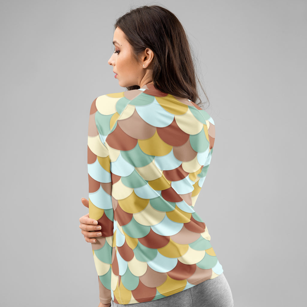 Women's Mermaid Scale Long Sleeve Rash Guard Swim Shirt – Buttery Soft, Sun Safe UPF 50+ Protection, Quick Dry & 4-Way Stretch Comfort
