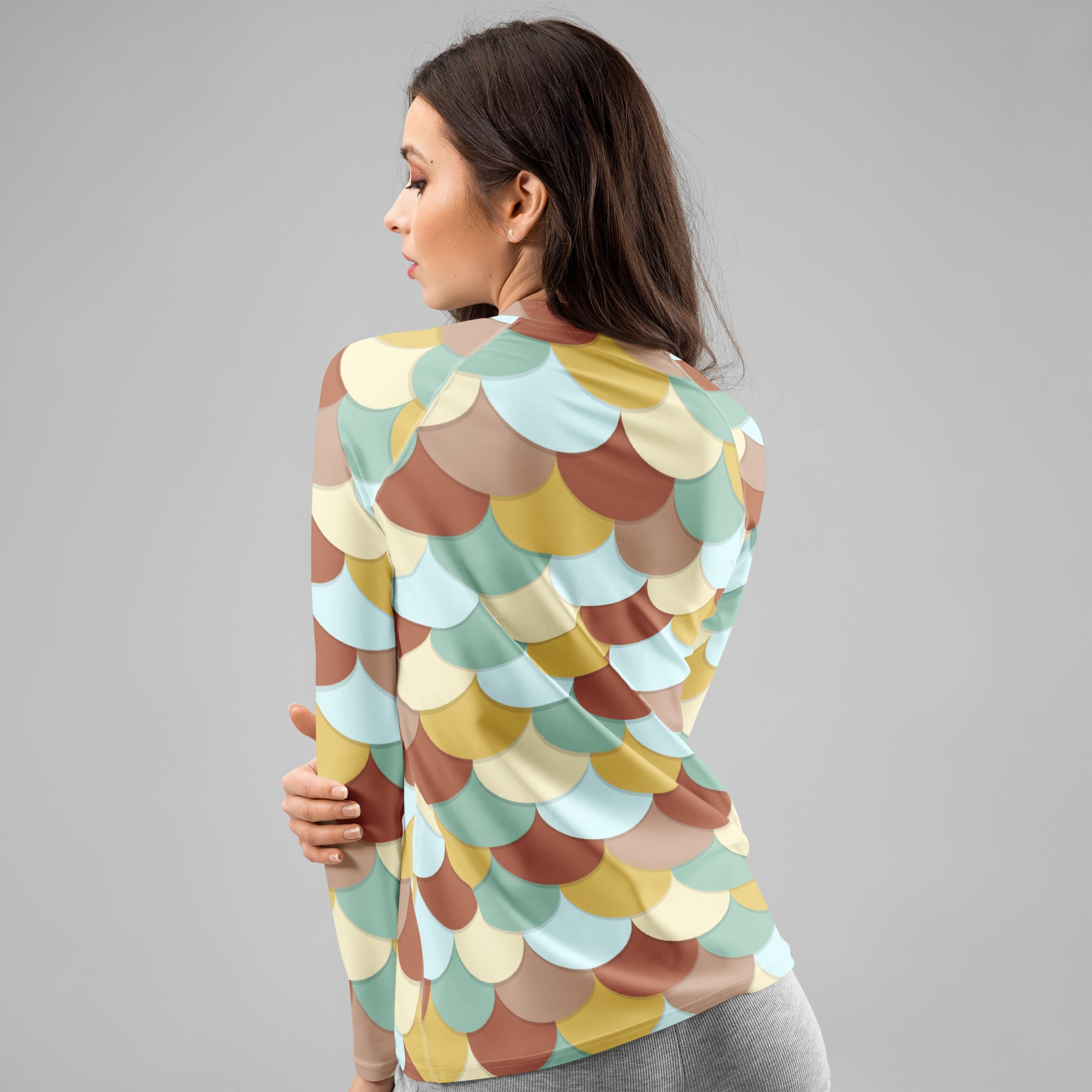 Women's Mermaid Scale Long Sleeve Rash Guard Swim Shirt – Buttery Soft, Sun Safe UPF 50+ Protection, Quick Dry & 4-Way Stretch Comfort