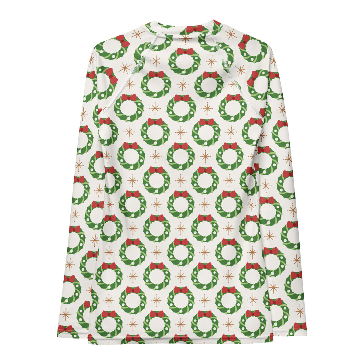 Women's Christmas Wreath Long Sleeve Rash Guard Swim Shirt – Buttery Soft, Sun Safe UPF 50+ Protection, Quick Dry & 4-Way Stretch Comfort
