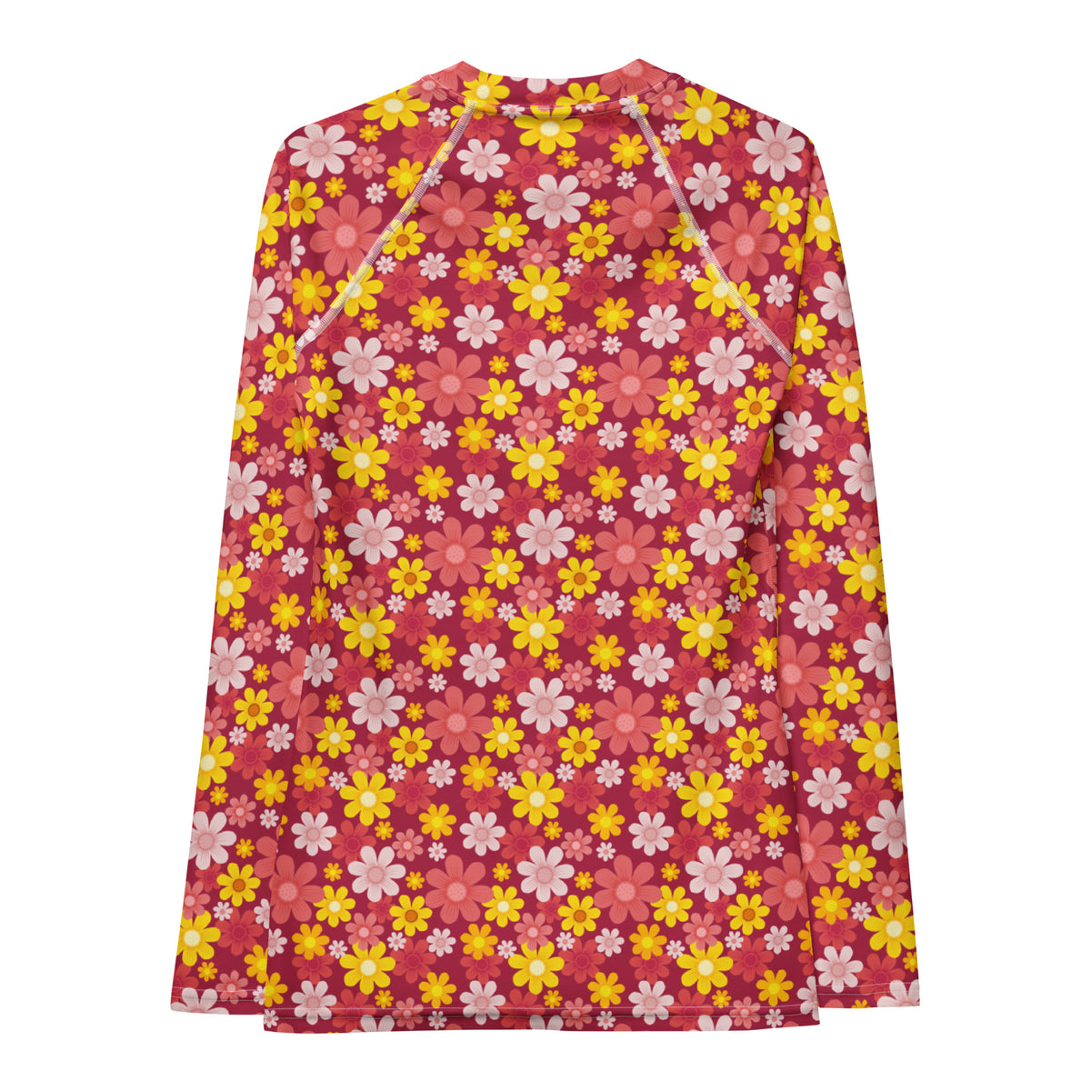 Women's Red Floral Long Sleeve Rash Guard Swim Shirt – Buttery Soft, Sun Safe UPF 50+ Protection, Quick Dry & 4-Way Stretch Comfort