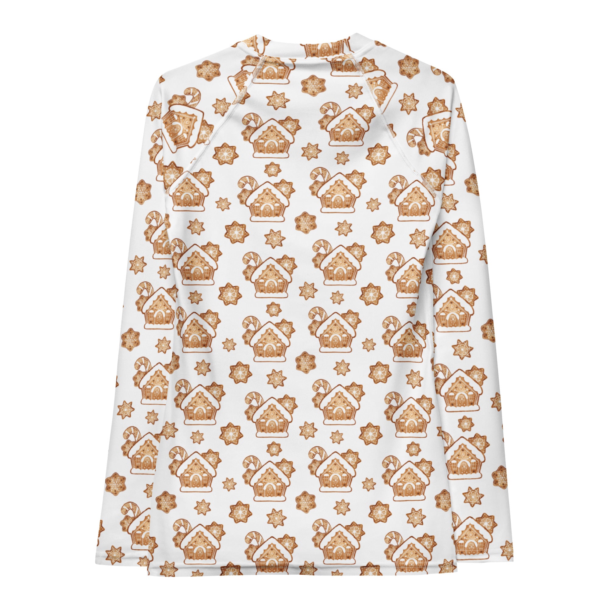 Women's Gingerbread House Long Sleeve Rash Guard Swim Shirt – Buttery Soft, Sun Safe UPF 50+ Protection, Quick Dry & 4-Way Stretch Comfort