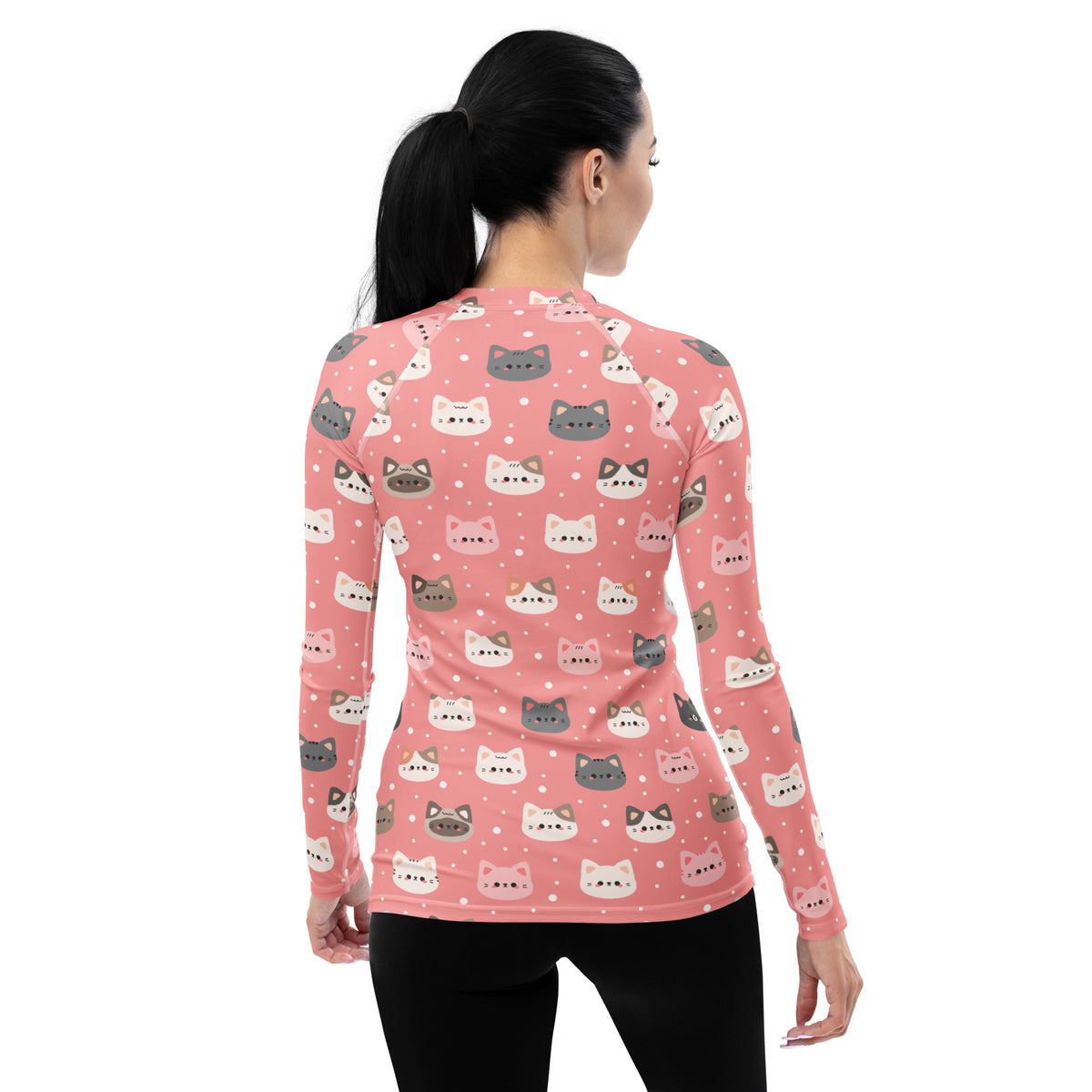 Women's Pink Cat Long Sleeve Rash Guard Swim Shirt – Buttery Soft, Sun Safe UPF 50+ Protection, Quick Dry & 4-Way Stretch Comfort