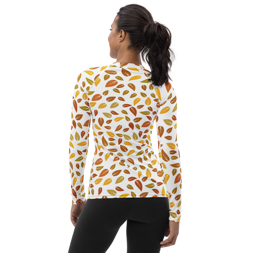 Women's Fall Leaves Long Sleeve Rash Guard Swim Shirt – Buttery Soft, Sun Safe UPF 50+ Protection, Quick Dry & 4-Way Stretch Comfort