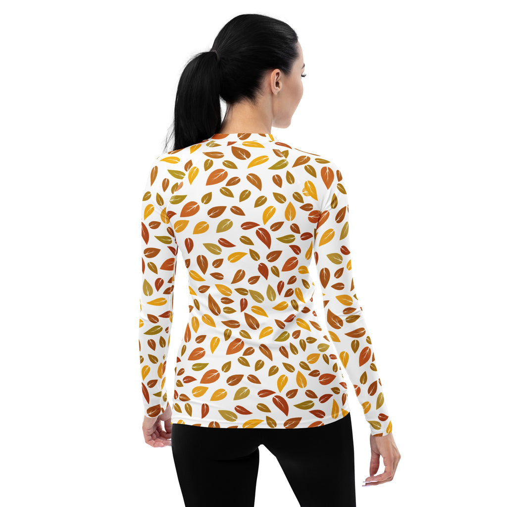 Women's Fall Leaves Long Sleeve Rash Guard Swim Shirt – Buttery Soft, Sun Safe UPF 50+ Protection, Quick Dry & 4-Way Stretch Comfort