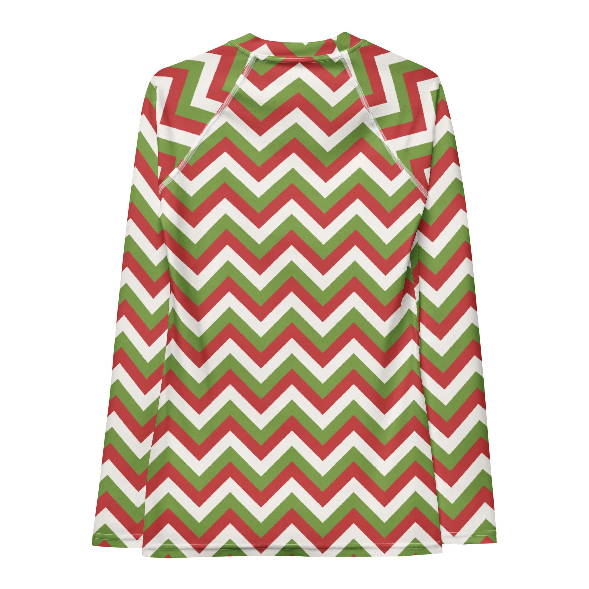 Women's Christmas Chevron Long Sleeve Rash Guard Swim Shirt – Buttery Soft, Sun Safe UPF 50+ Protection, Quick Dry & 4-Way Stretch Comfort