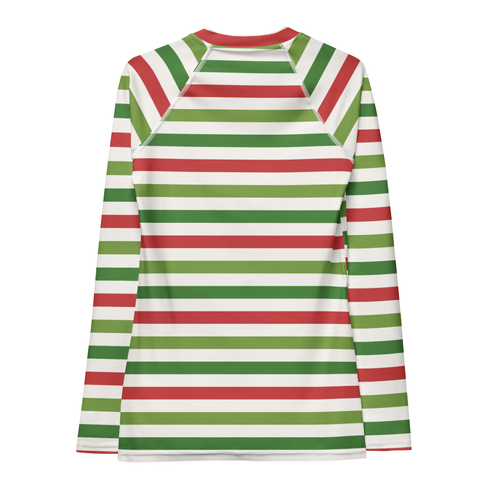 Women's Christmas Stripe Long Sleeve Rash Guard Swim Shirt – Buttery Soft, Sun Safe UPF 50+ Protection, Quick Dry & 4-Way Stretch Comfort