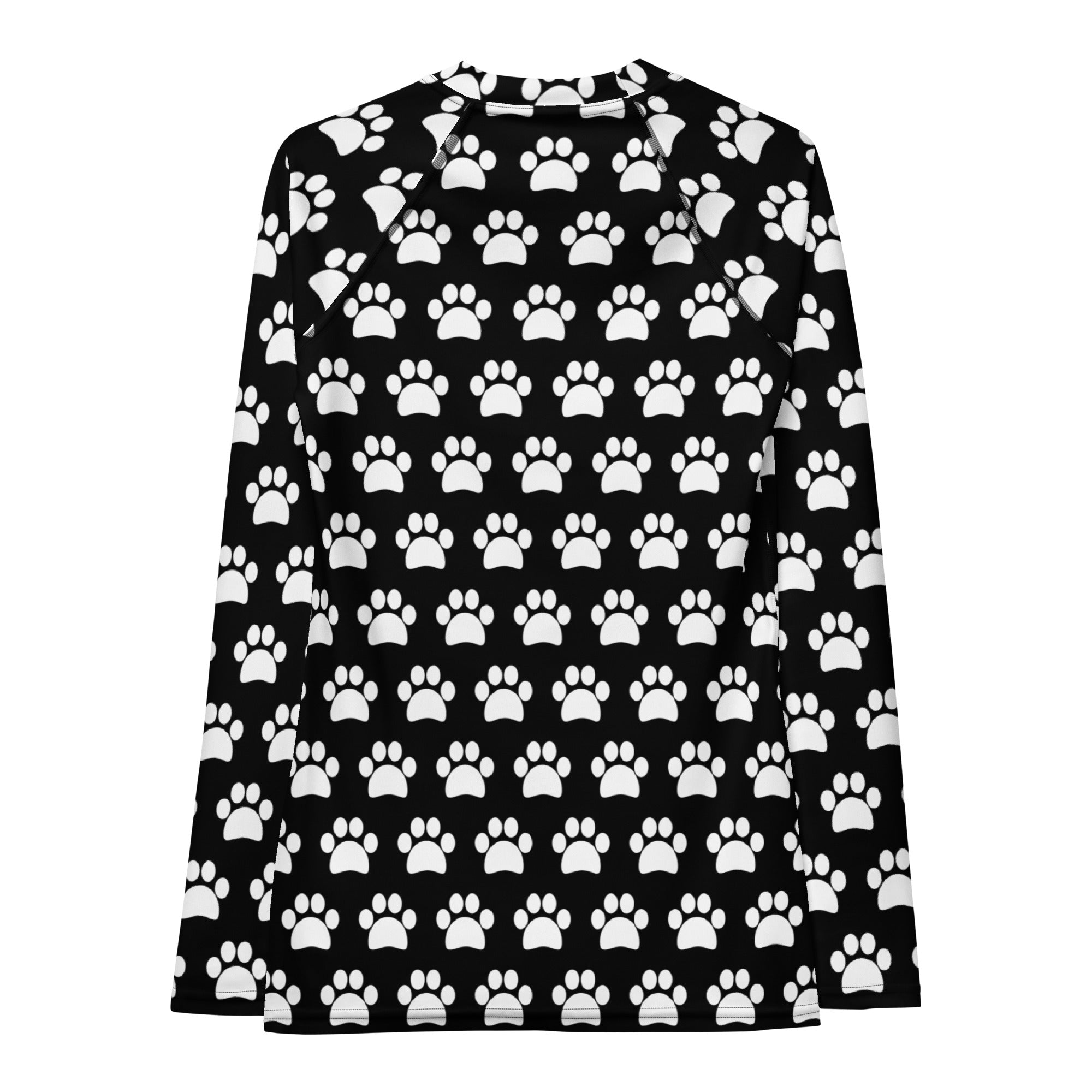 Women's Black Paw Print Long Sleeve Rash Guard Swim Shirt – Buttery Soft, Sun Safe UPF 50+ Protection, Quick Dry & 4-Way Stretch Comfort
