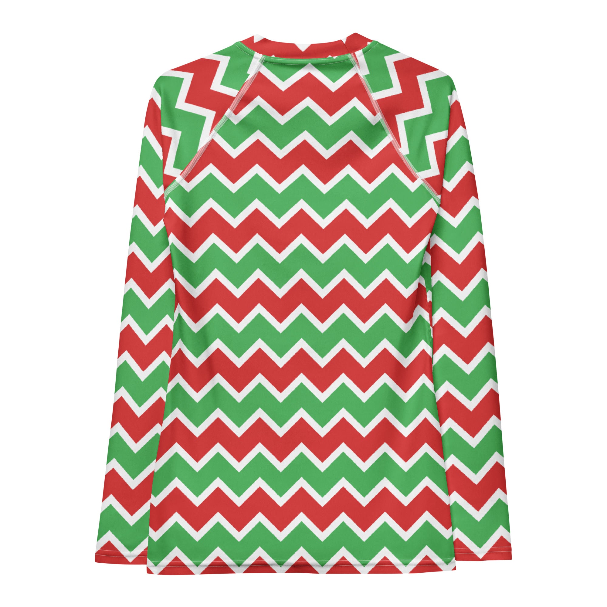 Women's Christmas Chevron Long Sleeve Rash Guard Swim Shirt – Buttery Soft, Sun Safe UPF 50+ Protection, Quick Dry & 4-Way Stretch Comfort