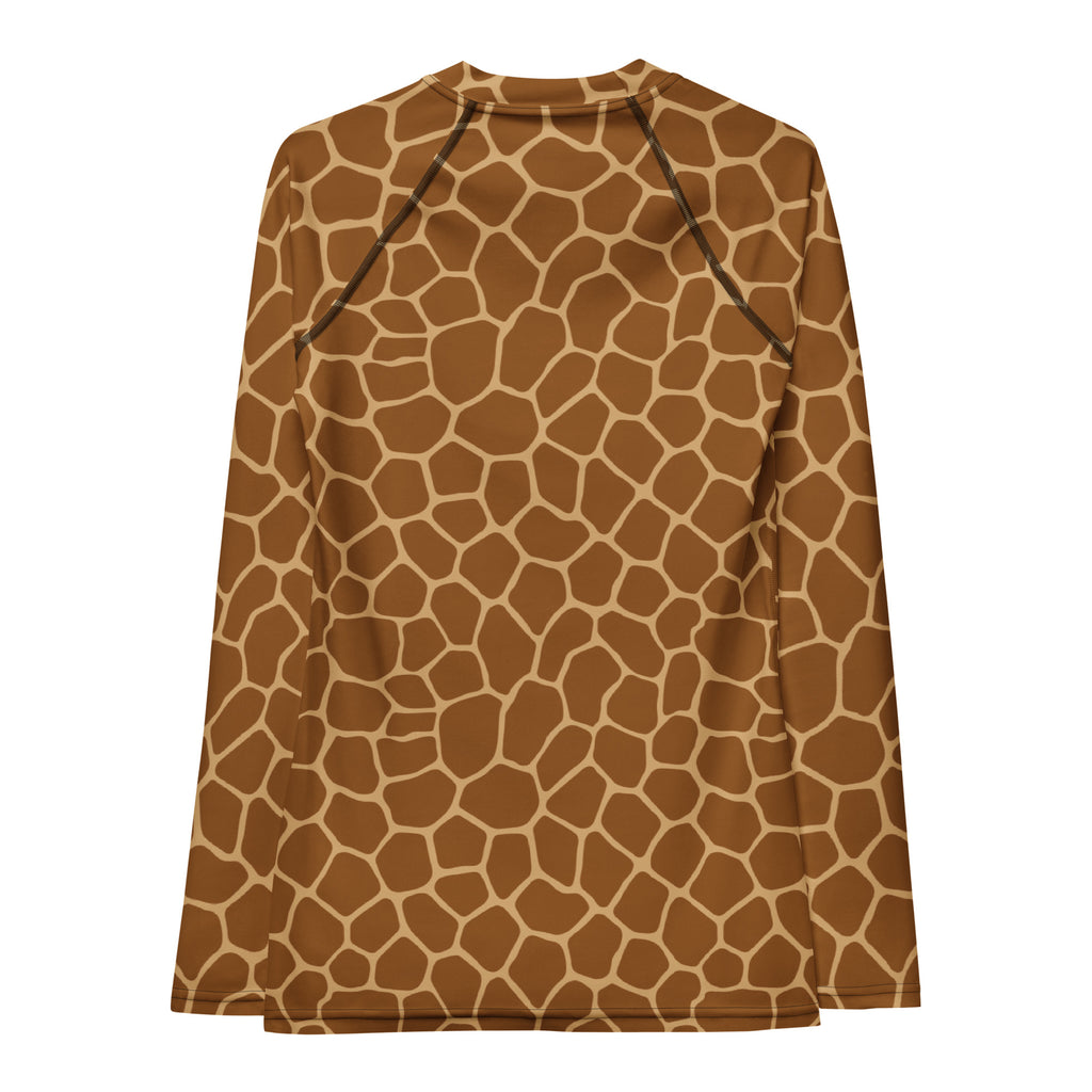 Women's Giraffe Print Long Sleeve Rash Guard Swim Shirt – Buttery Soft, Sun Safe UPF 50+ Protection, Quick Dry & 4-Way Stretch Comfort