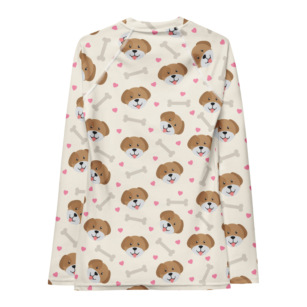 Women's Cute Dog Long Sleeve Rash Guard Swim Shirt – Buttery Soft, Sun Safe UPF 50+ Protection, Quick Dry & 4-Way Stretch Comfort