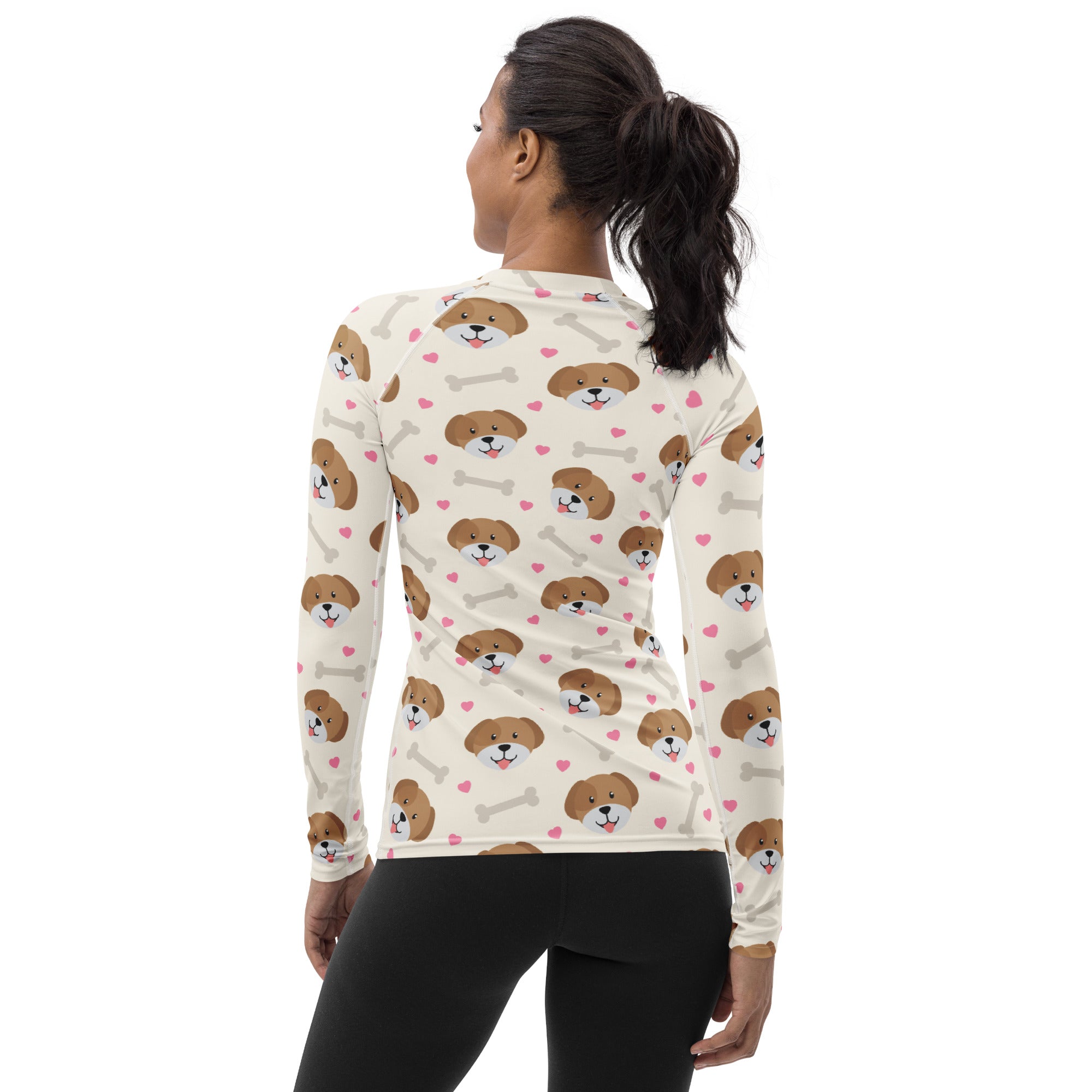 Women's Cute Dog Long Sleeve Rash Guard Swim Shirt – Buttery Soft, Sun Safe UPF 50+ Protection, Quick Dry & 4-Way Stretch Comfort