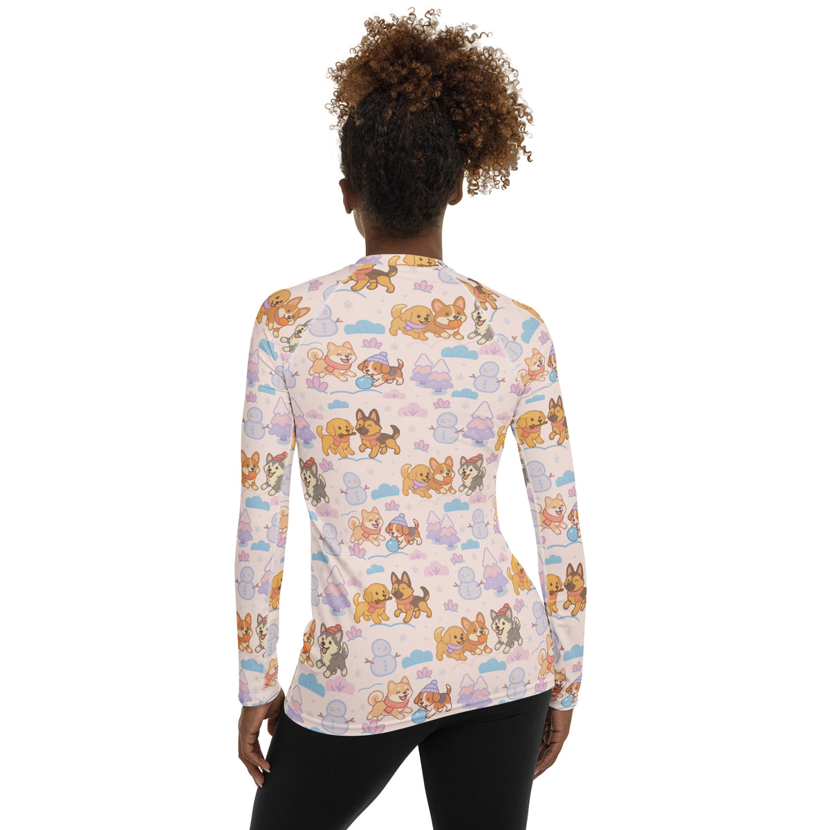 Women's Winter Dogs Long Sleeve Rash Guard Swim Shirt – Buttery Soft, Sun Safe UPF 50+ Protection, Quick Dry & 4-Way Stretch Comfort