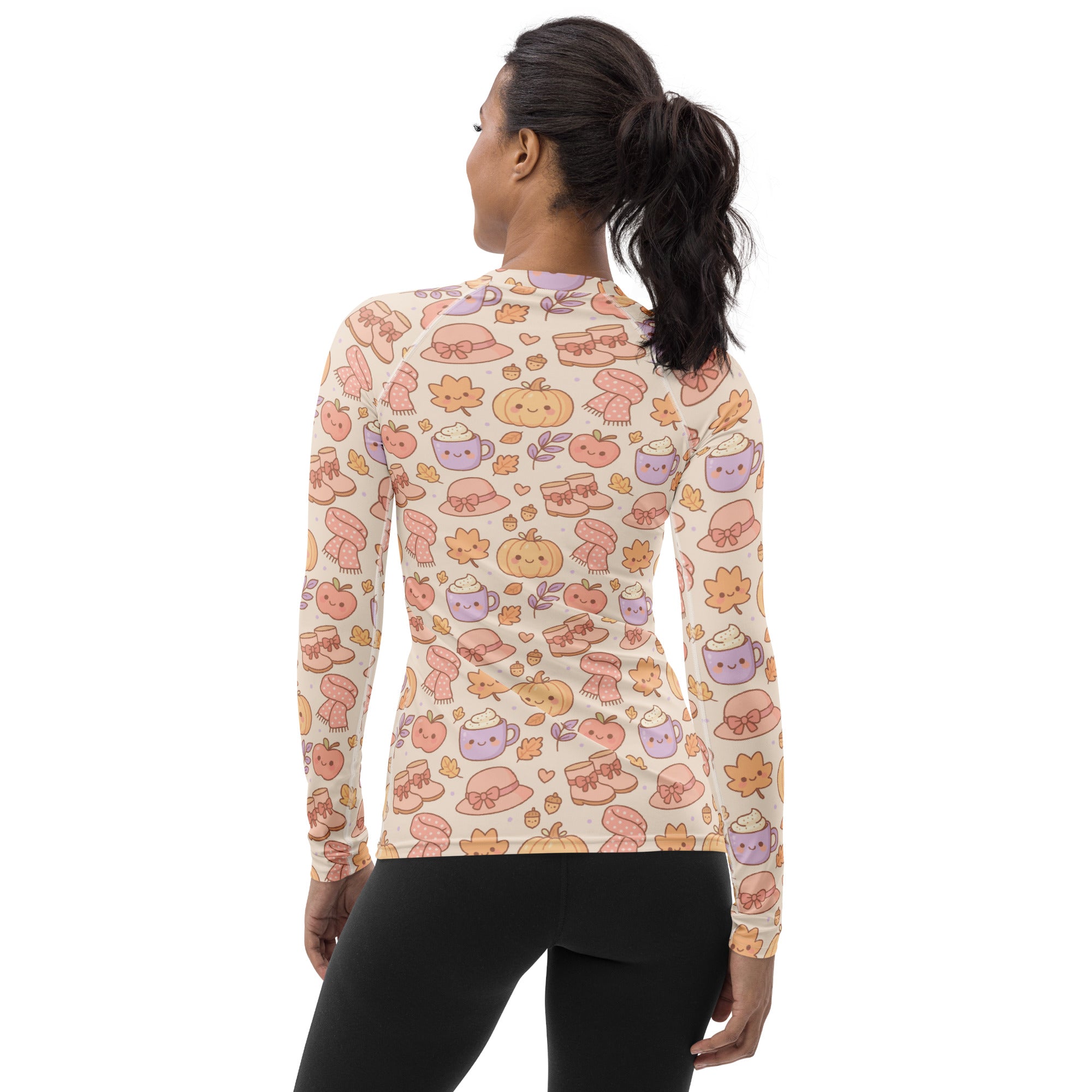 Women's Autumn Themed Long Sleeve Rash Guard Swim Shirt – Buttery Soft, Sun Safe UPF 50+ Protection, Quick Dry & 4-Way Stretch Comfort