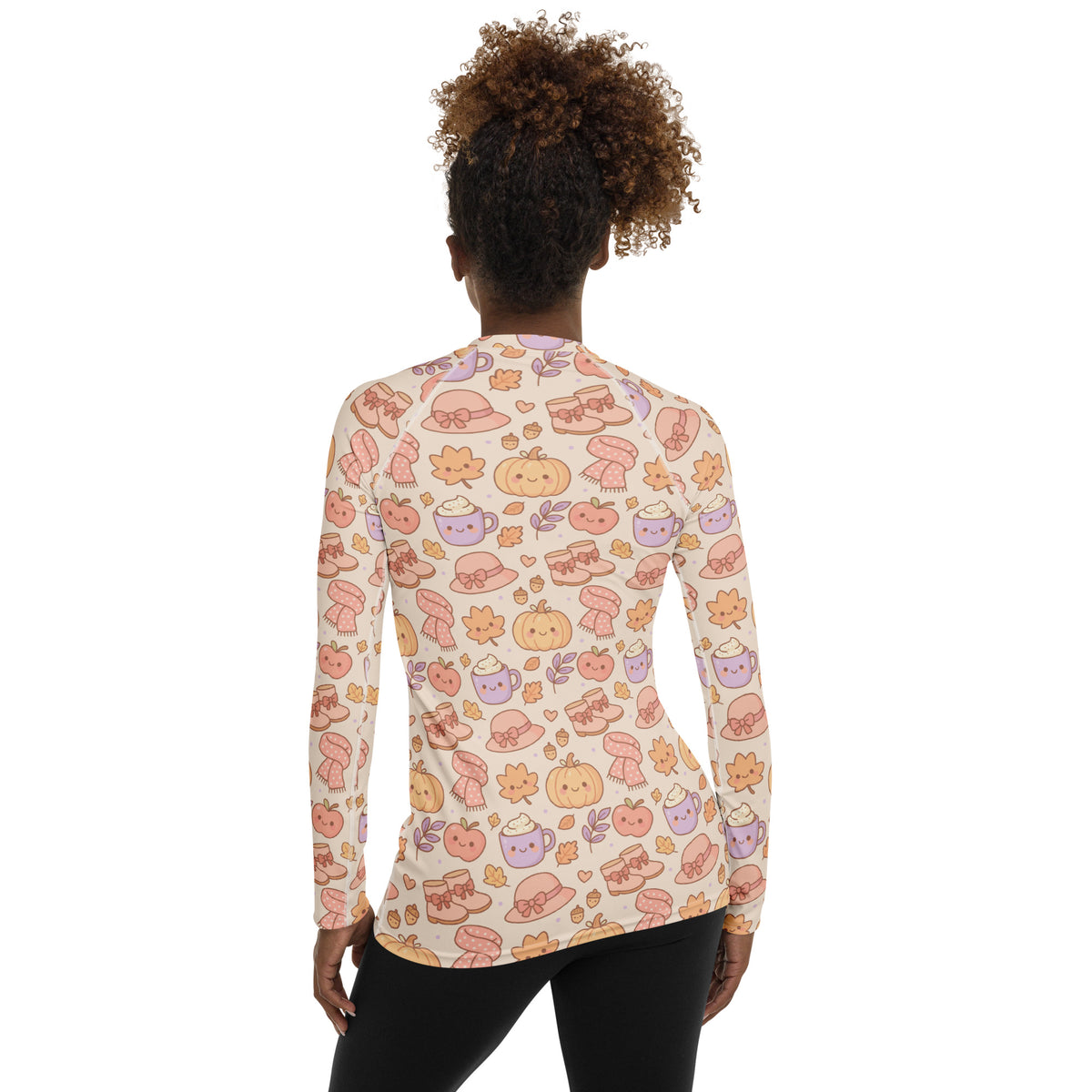 Women's Autumn Themed Long Sleeve Rash Guard Swim Shirt – Buttery Soft, Sun Safe UPF 50+ Protection, Quick Dry & 4-Way Stretch Comfort