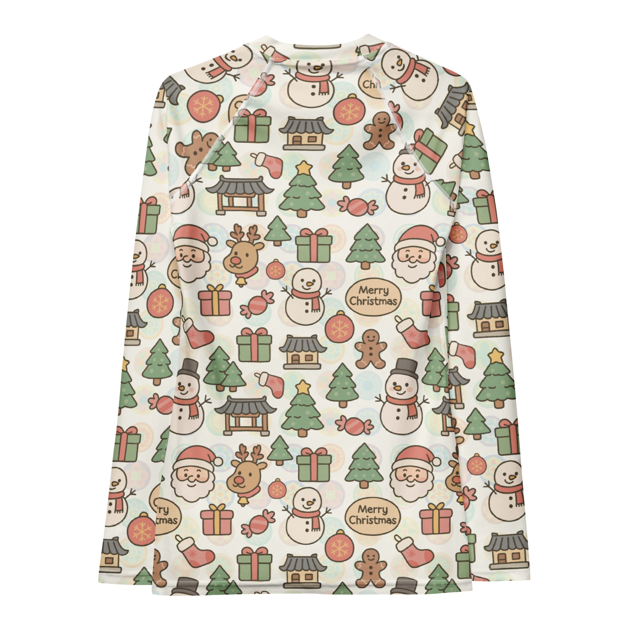 Women's Pastel Christmas Long Sleeve Rash Guard Swim Shirt – Buttery Soft, Sun Safe UPF 50+ Protection, Quick Dry & 4-Way Stretch Comfort
