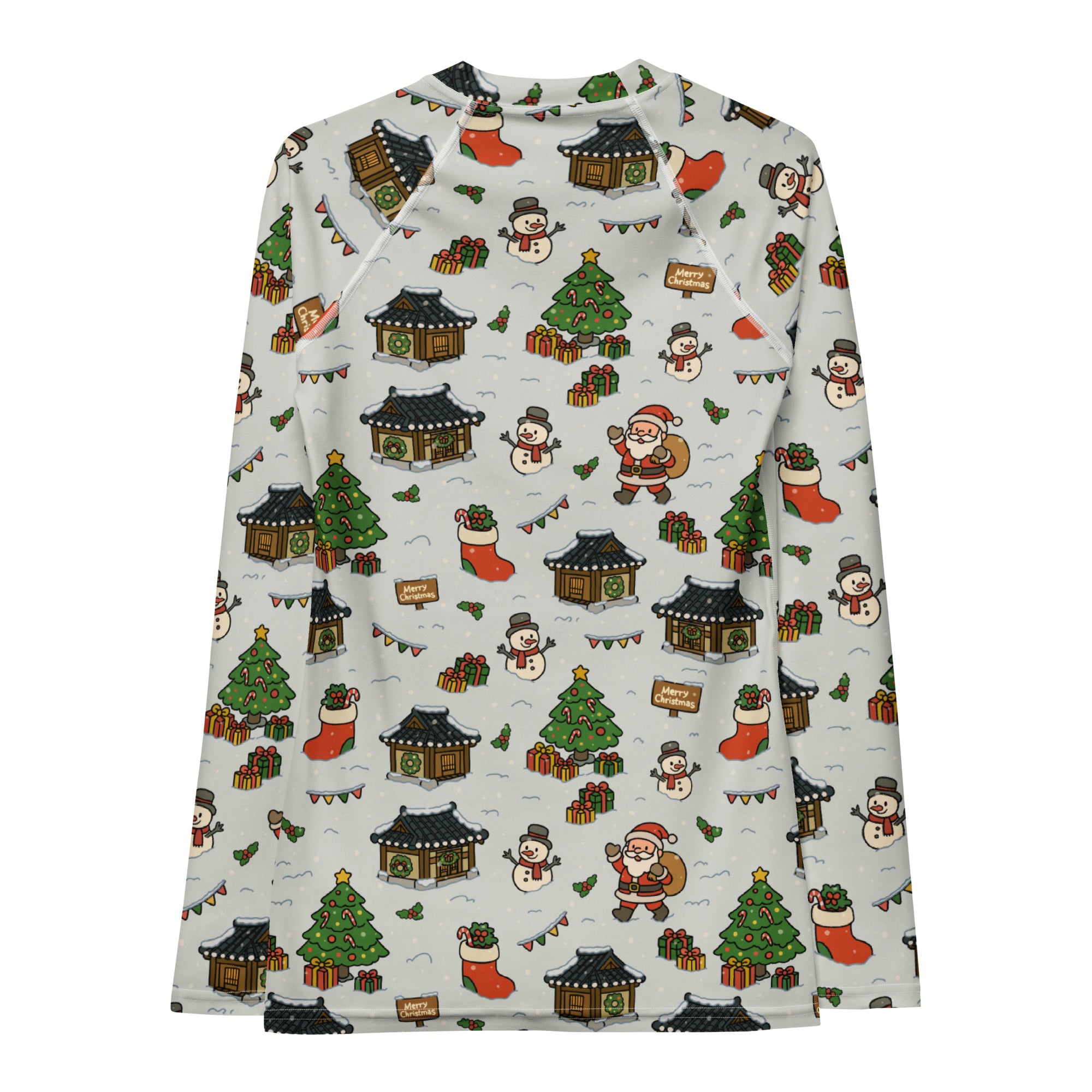 Women's Christmas Village Long Sleeve Rash Guard Swim Shirt – Buttery Soft, Sun Safe UPF 50+ Protection, Quick Dry & 4-Way Stretch Comfort