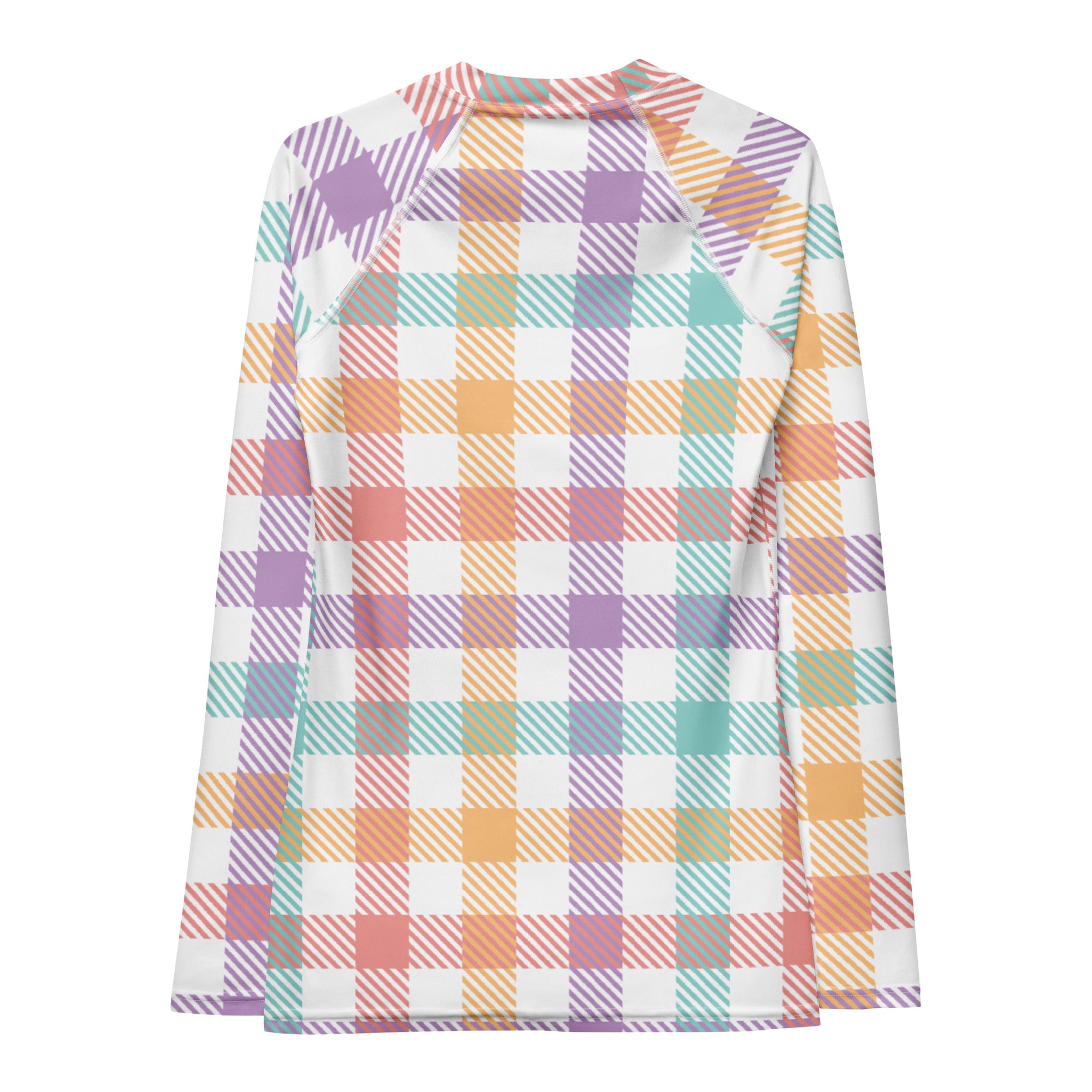 Women's Pastel Plaid Long Sleeve Rash Guard Swim Shirt – Buttery Soft, Sun Safe UPF 50+ Protection, Quick Dry & 4-Way Stretch Comfort