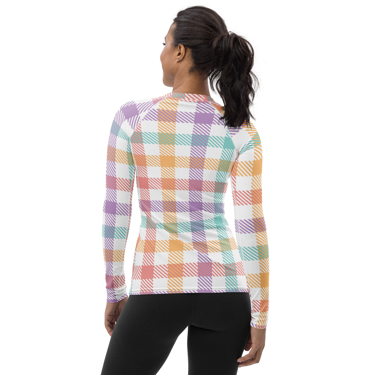Women's Pastel Plaid Long Sleeve Rash Guard Swim Shirt – Buttery Soft, Sun Safe UPF 50+ Protection, Quick Dry & 4-Way Stretch Comfort