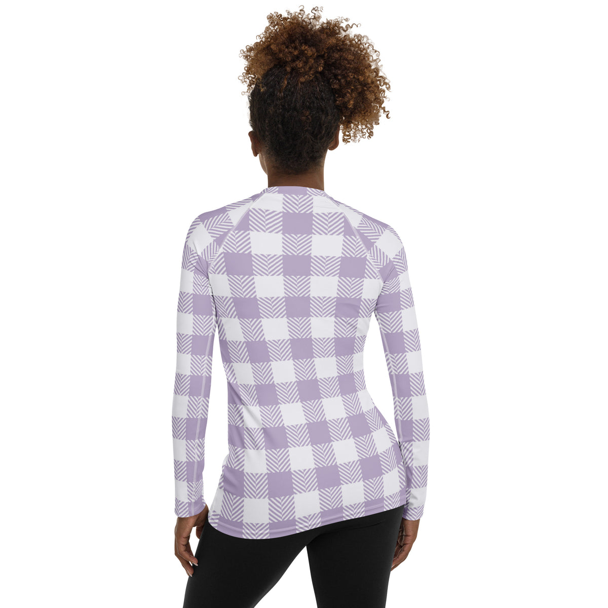Women's Lavender Gingham Long Sleeve Rash Guard Swim Shirt – Buttery Soft, Sun Safe UPF 50+ Protection, Quick Dry & 4-Way Stretch Comfort