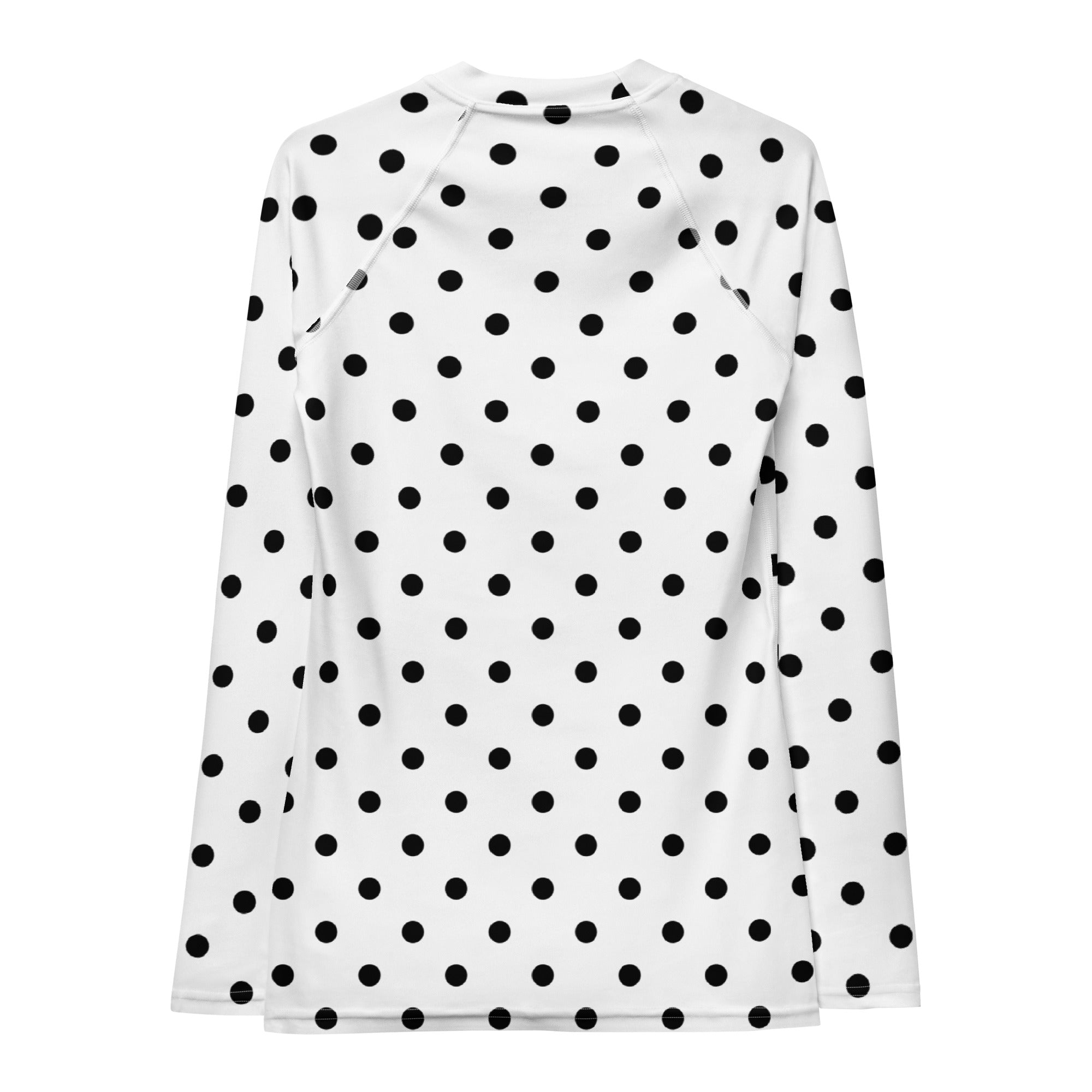 Women's White Polka Dot Long Sleeve Rash Guard Swim Shirt – Buttery Soft, Sun Safe UPF 50+ Protection, Quick Dry & 4-Way Stretch Comfort