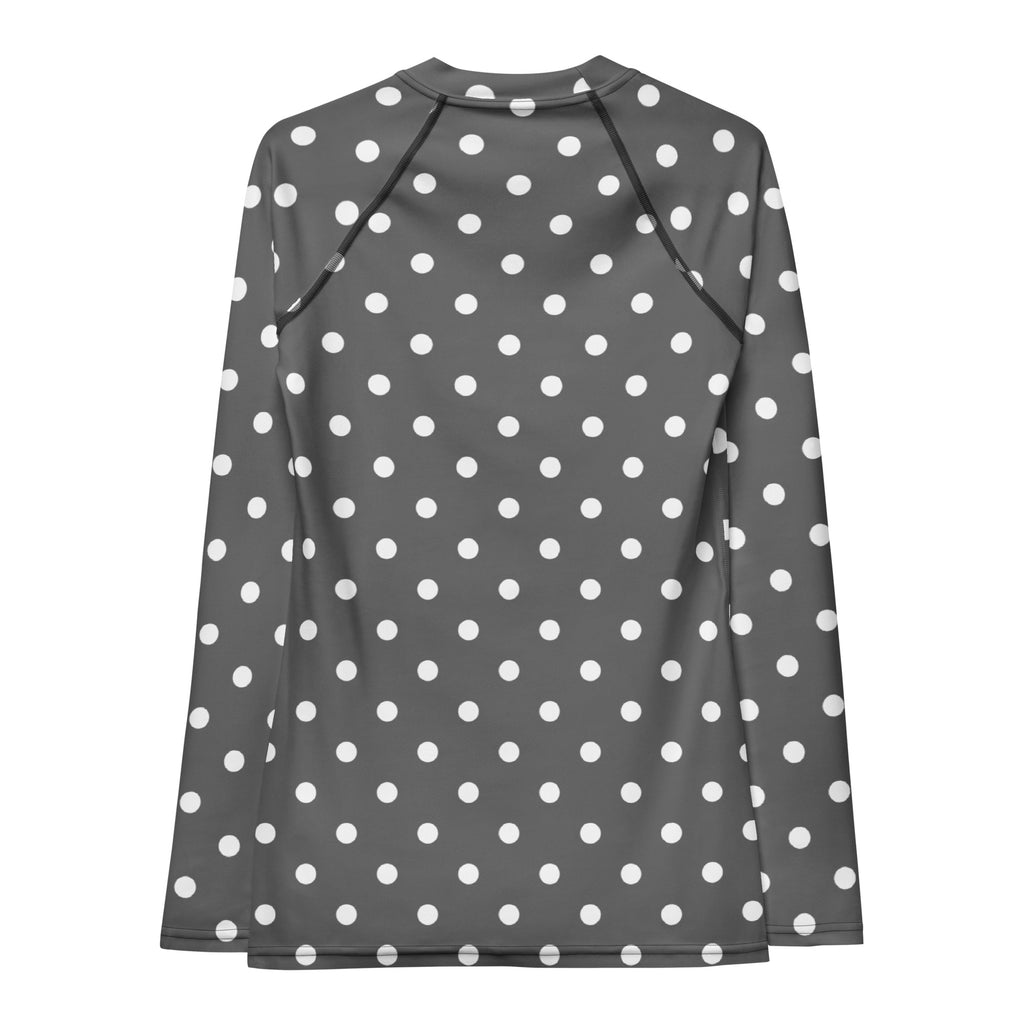 Women's Gray Polka Dot Long Sleeve Rash Guard Swim Shirt – Buttery Soft, Sun Safe UPF 50+ Protection, Quick Dry & 4-Way Stretch Comfort