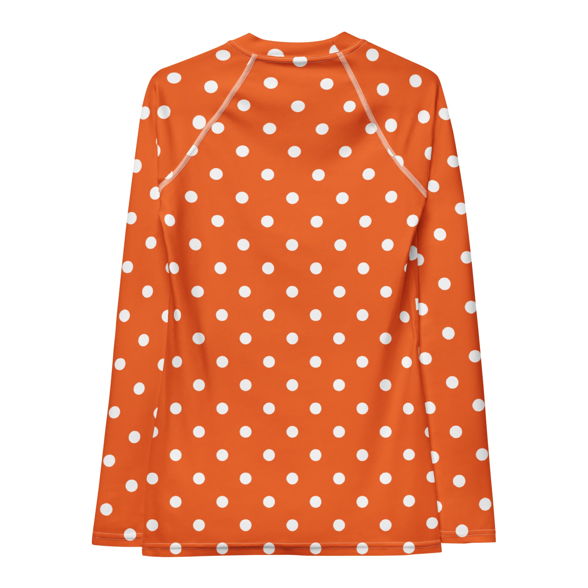 Women's Orange Polka Dot Long Sleeve Rash Guard Swim Shirt – Buttery Soft, Sun Safe UPF 50+ Protection, Quick Dry & 4-Way Stretch Comfort