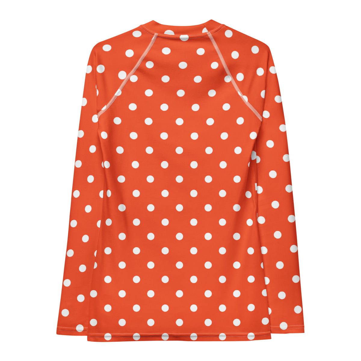 Women's Bright Orange Polka Dot Long Sleeve Rash Guard Swim Shirt – Buttery Soft, Sun Safe UPF 50+ Protection, Quick Dry & 4-Way Stretch Comfort