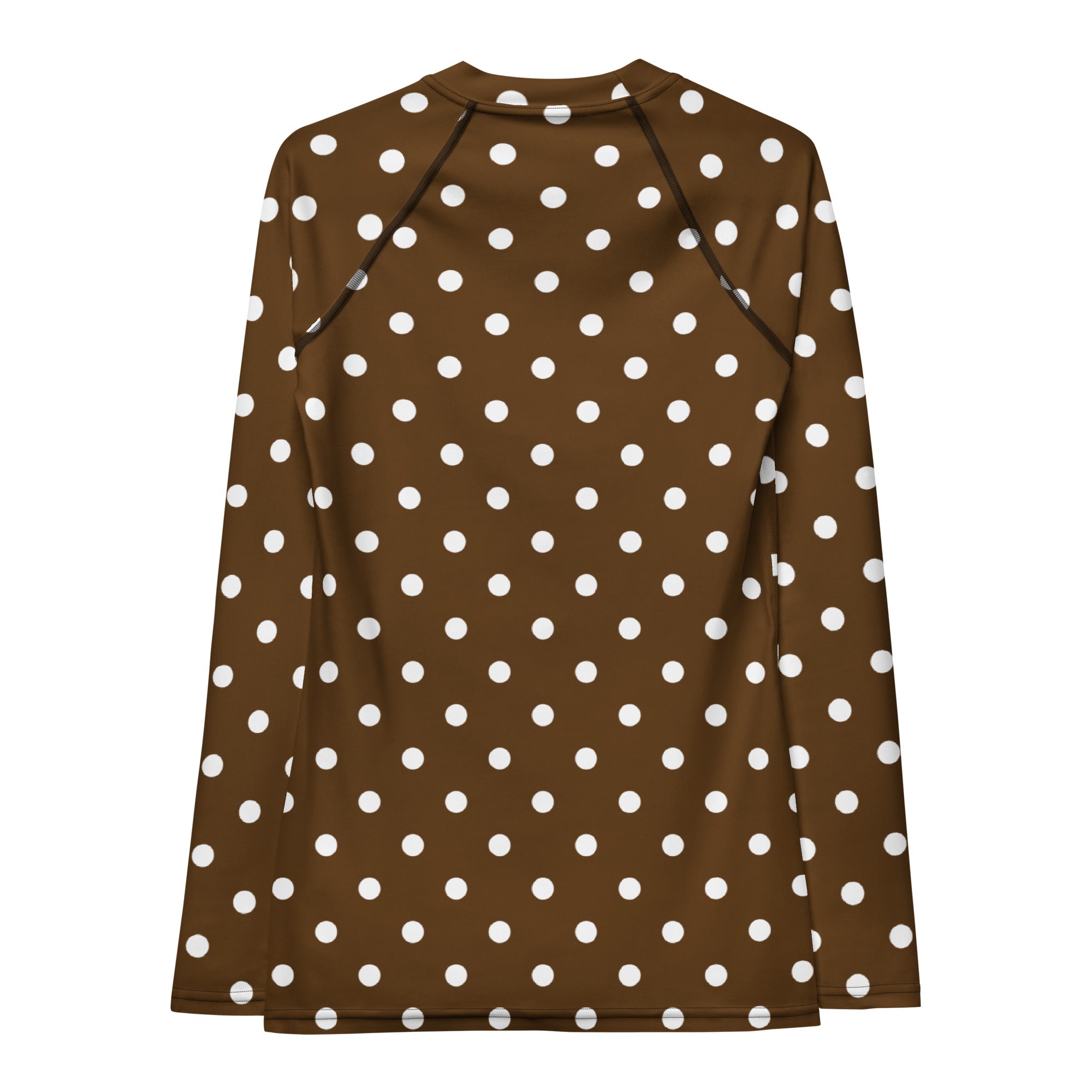 Women's Brown Polka Dot Long Sleeve Rash Guard Swim Shirt – Buttery Soft, Sun Safe UPF 50+ Protection, Quick Dry & 4-Way Stretch Comfort