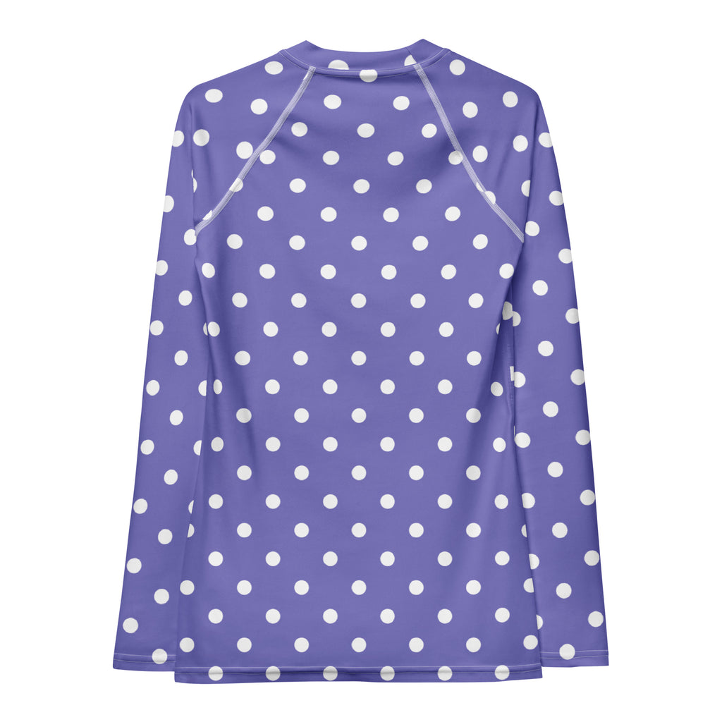 Women's Purple Polka Dot Long Sleeve Rash Guard Swim Shirt – Buttery Soft, Sun Safe UPF 50+ Protection, Quick Dry & 4-Way Stretch Comfort