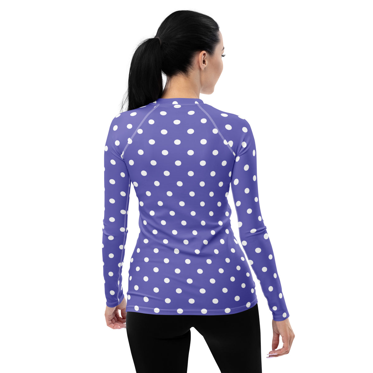 Women's Purple Polka Dot Long Sleeve Rash Guard Swim Shirt – Buttery Soft, Sun Safe UPF 50+ Protection, Quick Dry & 4-Way Stretch Comfort