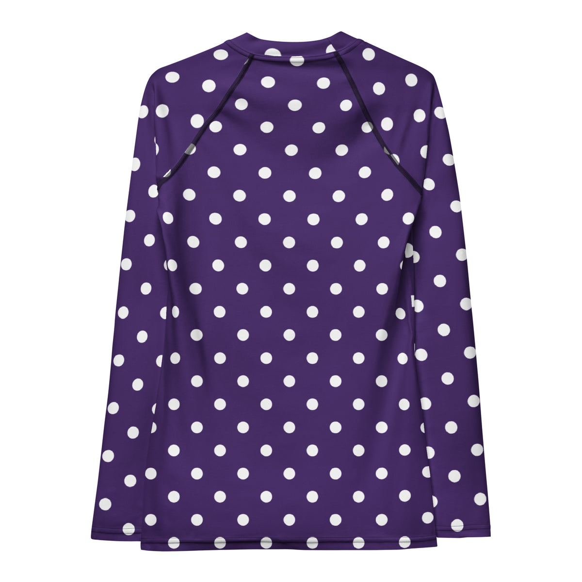 Women's Dark Purple Polka Dot Long Sleeve Rash Guard Swim Shirt – Buttery Soft, Sun Safe UPF 50+ Protection, Quick Dry & 4-Way Stretch Comfort
