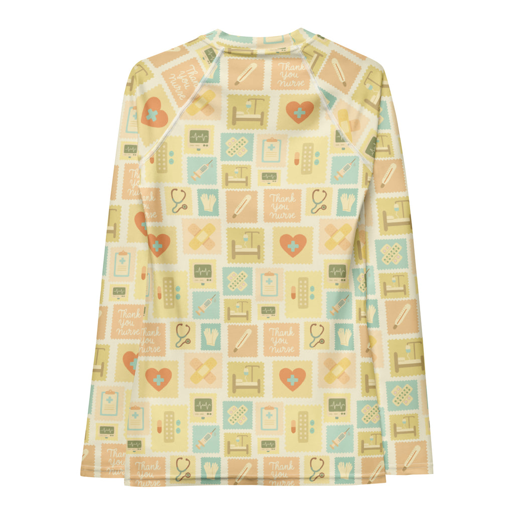 Women's Yellow Nurse Icon Long Sleeve Rash Guard Swim Shirt – Buttery Soft, Sun Safe UPF 50+ Protection, Quick Dry & 4-Way Stretch Comfort