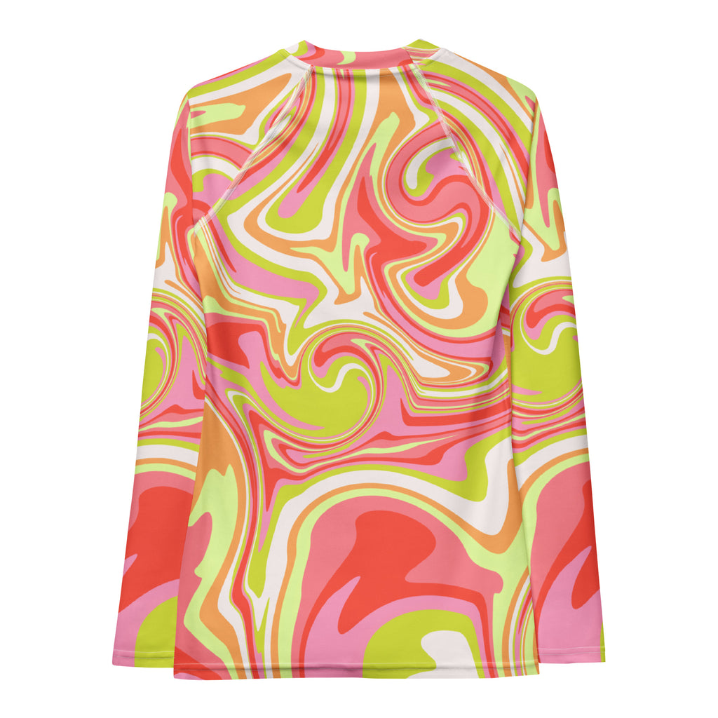 Women's Retro Swirl Long Sleeve Rash Guard Swim Shirt – Buttery Soft, Sun Safe UPF 50+ Protection, Quick Dry & 4-Way Stretch Comfort