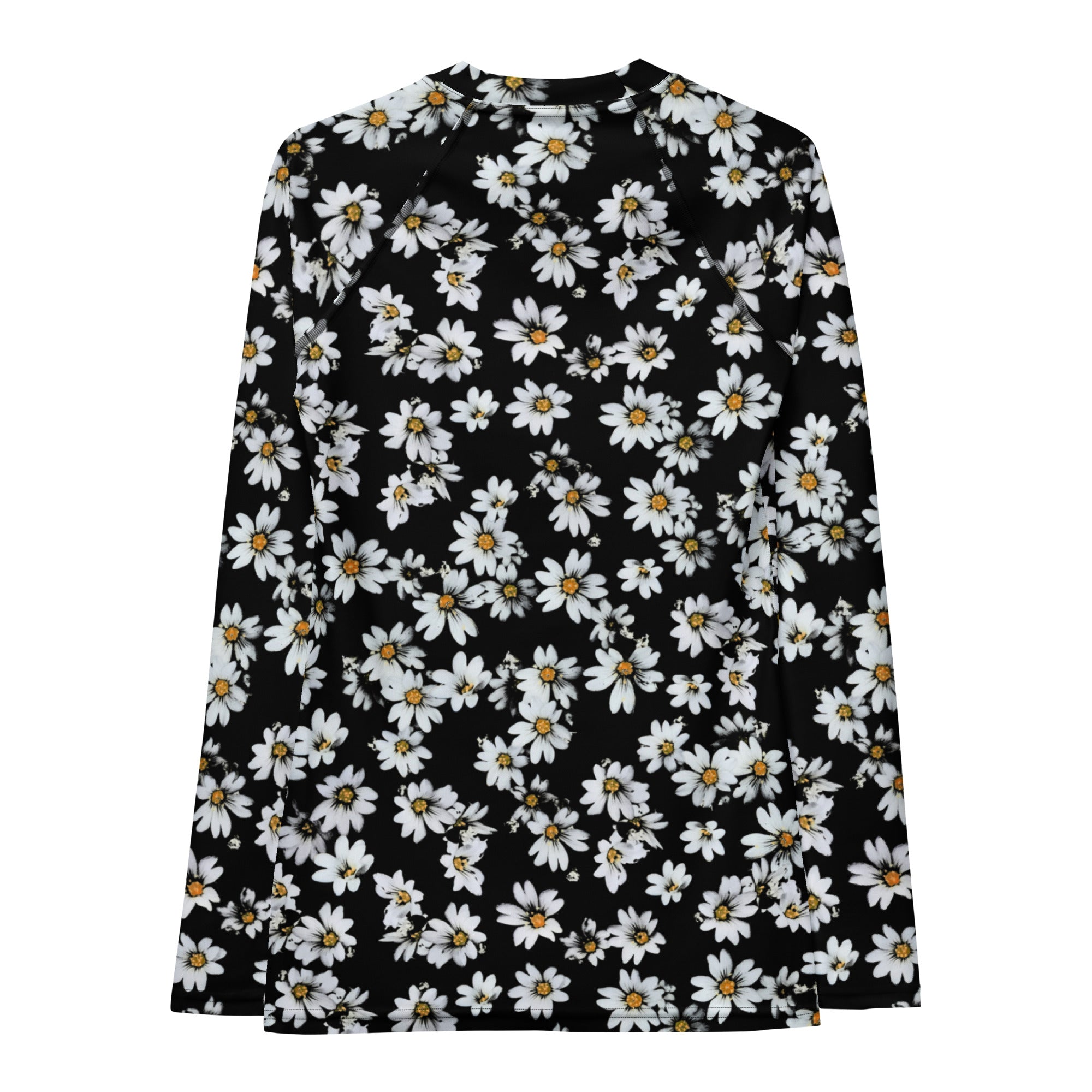 Women's Black Daisy Long Sleeve Rash Guard Swim Shirt – Buttery Soft, Sun Safe UPF 50+ Protection, Quick Dry & 4-Way Stretch Comfort