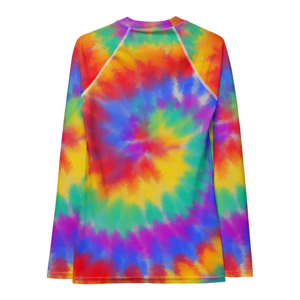Women's Rainbow Tie Dye Long Sleeve Rash Guard Swim Shirt – Buttery Soft, Sun Safe UPF 50+ Protection, Quick Dry & 4-Way Stretch Comfort
