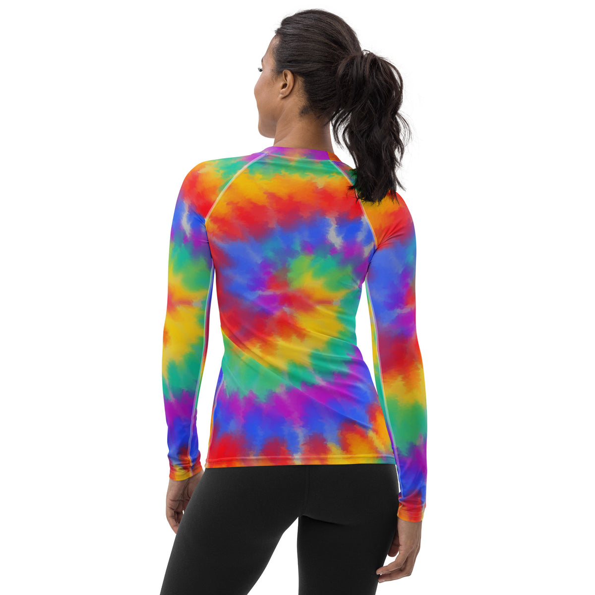 Women's Rainbow Tie Dye Long Sleeve Rash Guard Swim Shirt – Buttery Soft, Sun Safe UPF 50+ Protection, Quick Dry & 4-Way Stretch Comfort