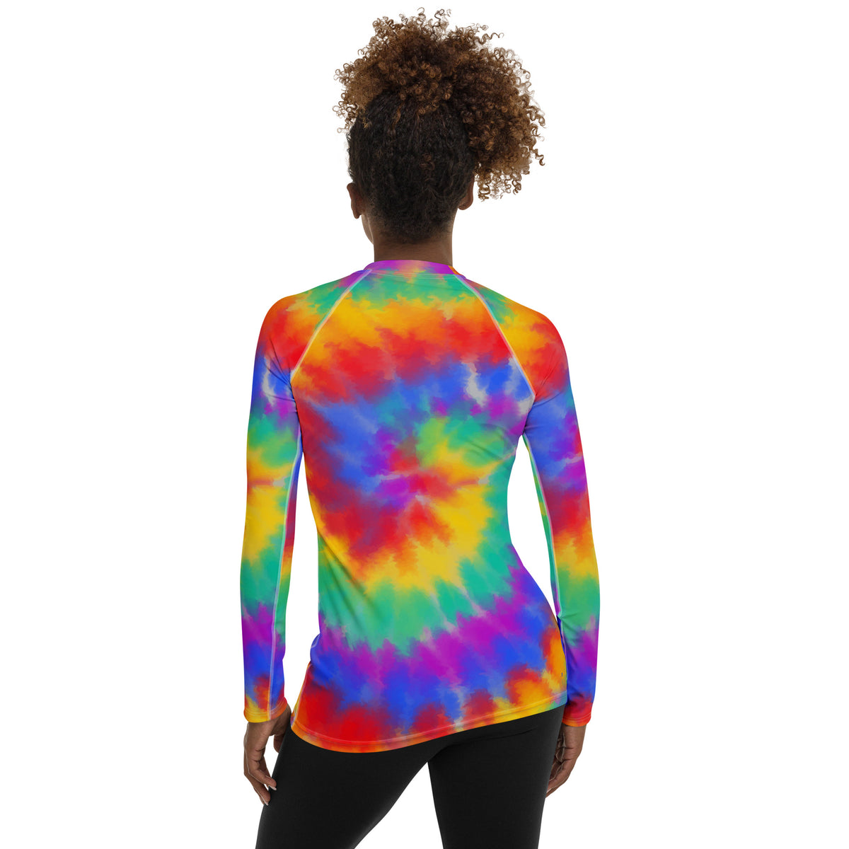 Women's Rainbow Tie Dye Long Sleeve Rash Guard Swim Shirt – Buttery Soft, Sun Safe UPF 50+ Protection, Quick Dry & 4-Way Stretch Comfort