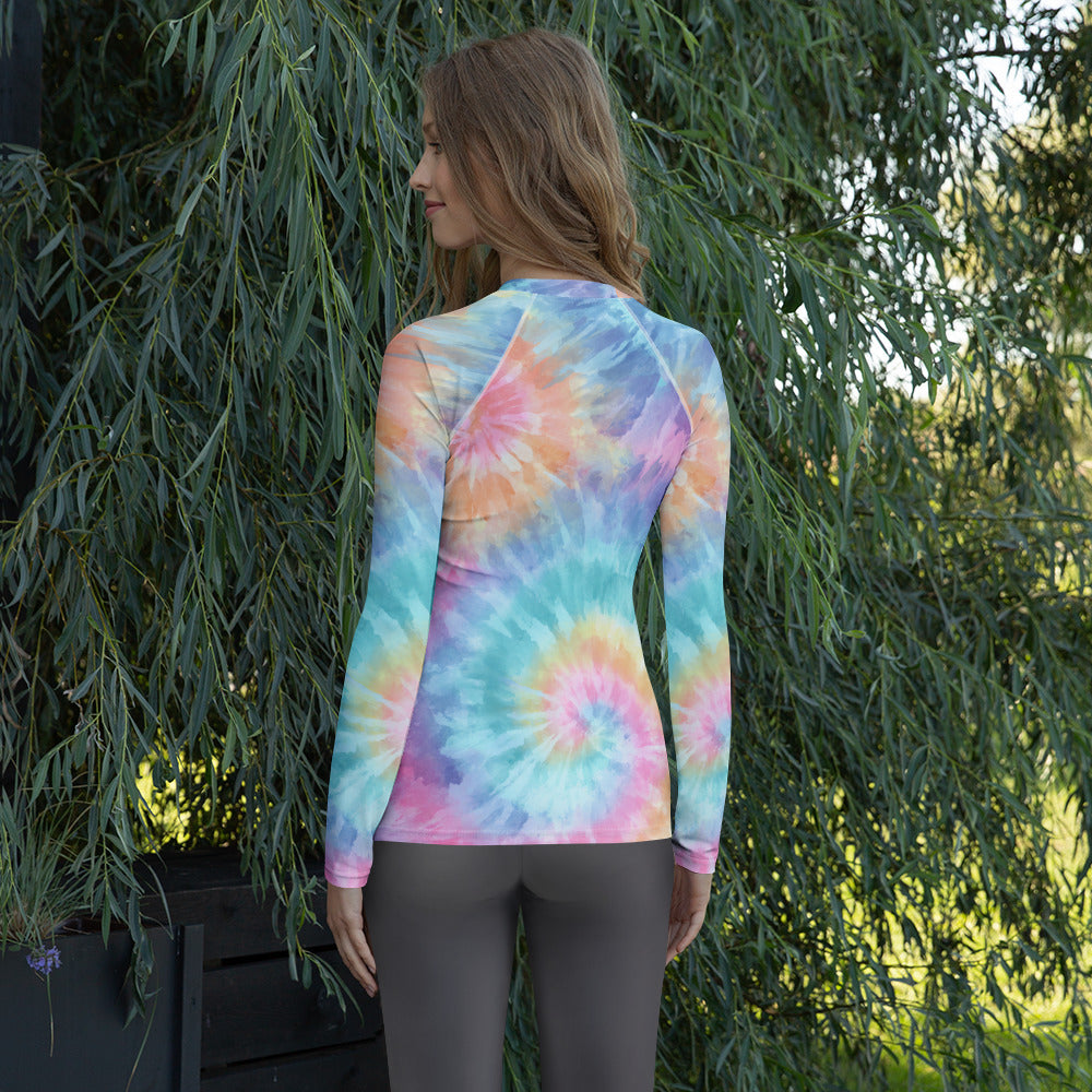 Women's Pastel Tie Dye Long Sleeve Rash Guard Swim Shirt – Buttery Soft, Sun Safe UPF 50+ Protection, Quick Dry & 4-Way Stretch Comfort