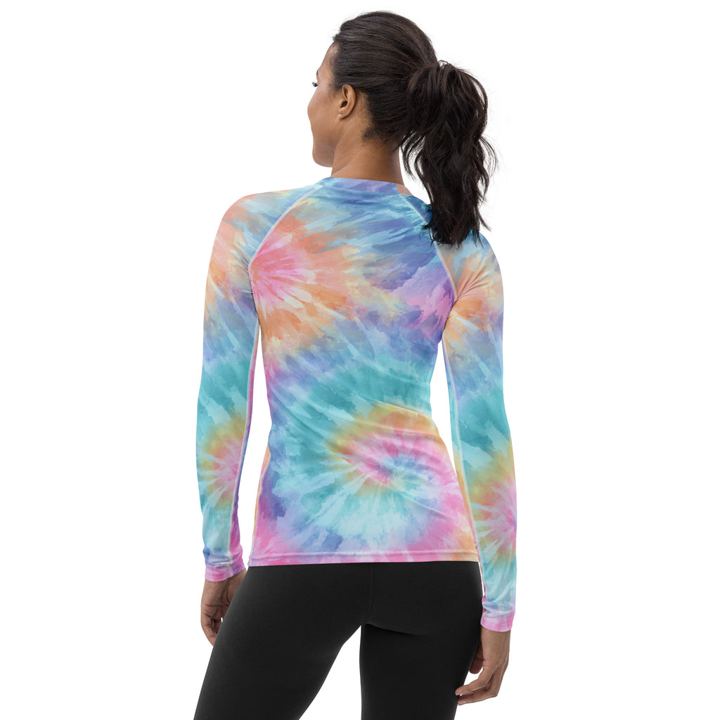 Women's Pastel Tie Dye Long Sleeve Rash Guard Swim Shirt – Buttery Soft, Sun Safe UPF 50+ Protection, Quick Dry & 4-Way Stretch Comfort