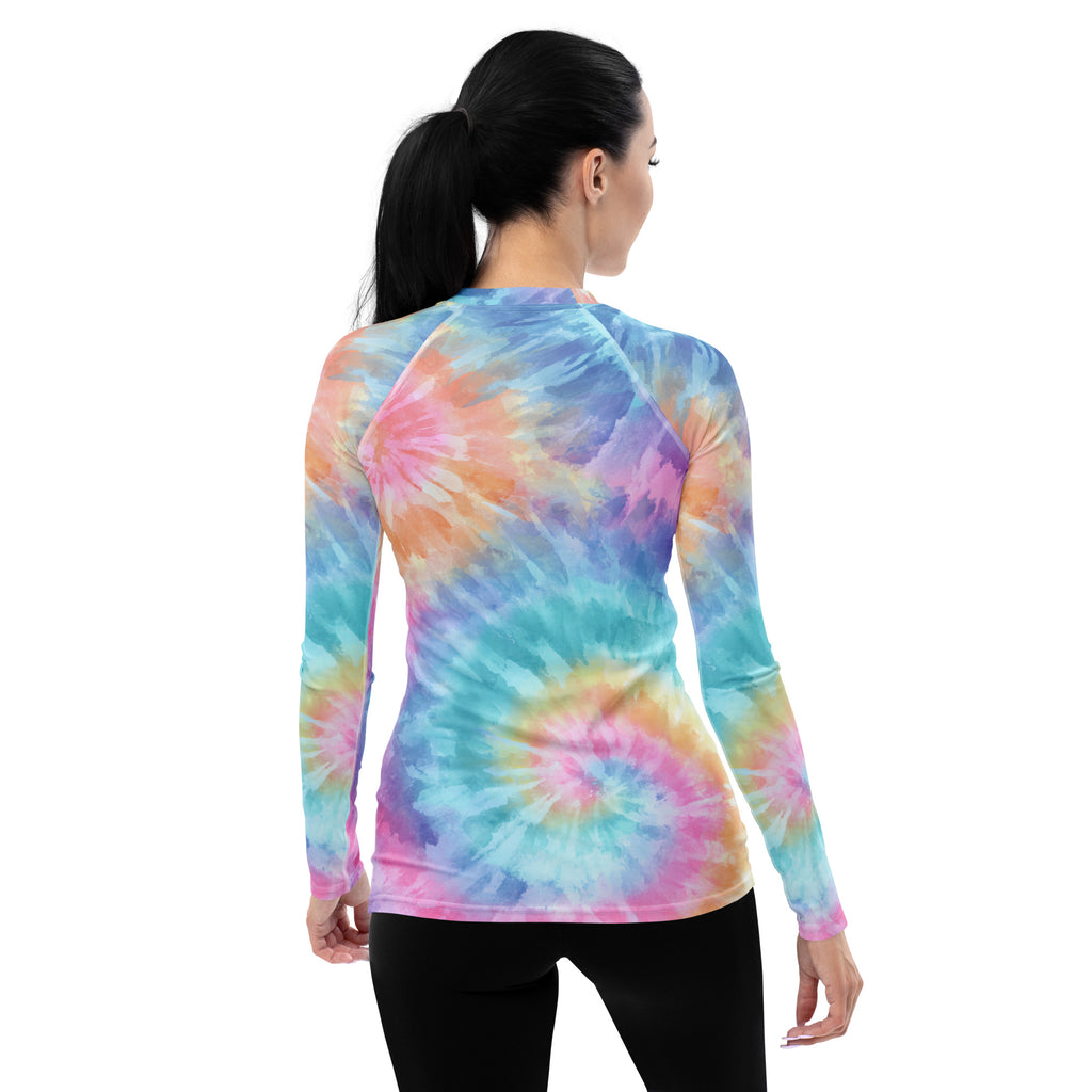Women's Pastel Tie Dye Long Sleeve Rash Guard Swim Shirt – Buttery Soft, Sun Safe UPF 50+ Protection, Quick Dry & 4-Way Stretch Comfort