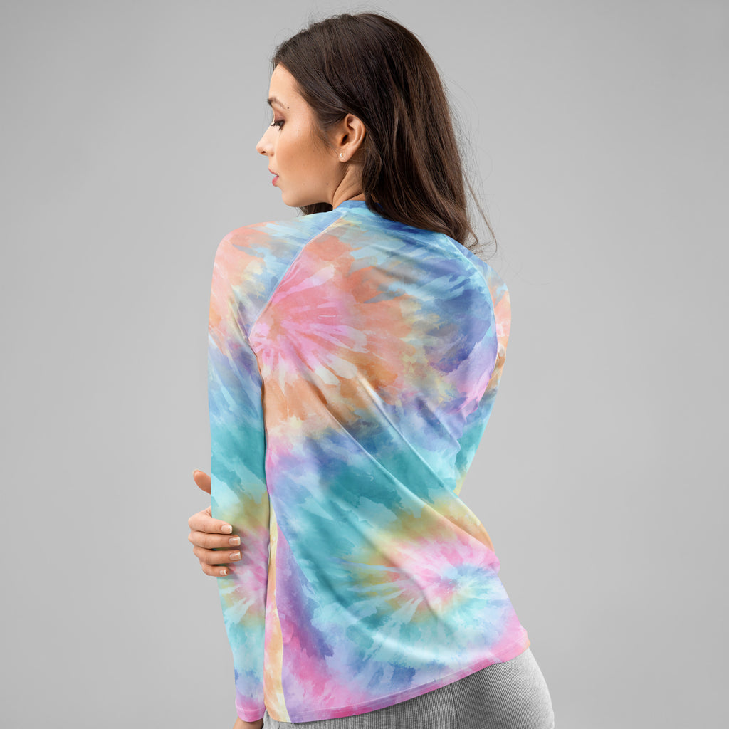 Women's Pastel Tie Dye Long Sleeve Rash Guard Swim Shirt – Buttery Soft, Sun Safe UPF 50+ Protection, Quick Dry & 4-Way Stretch Comfort