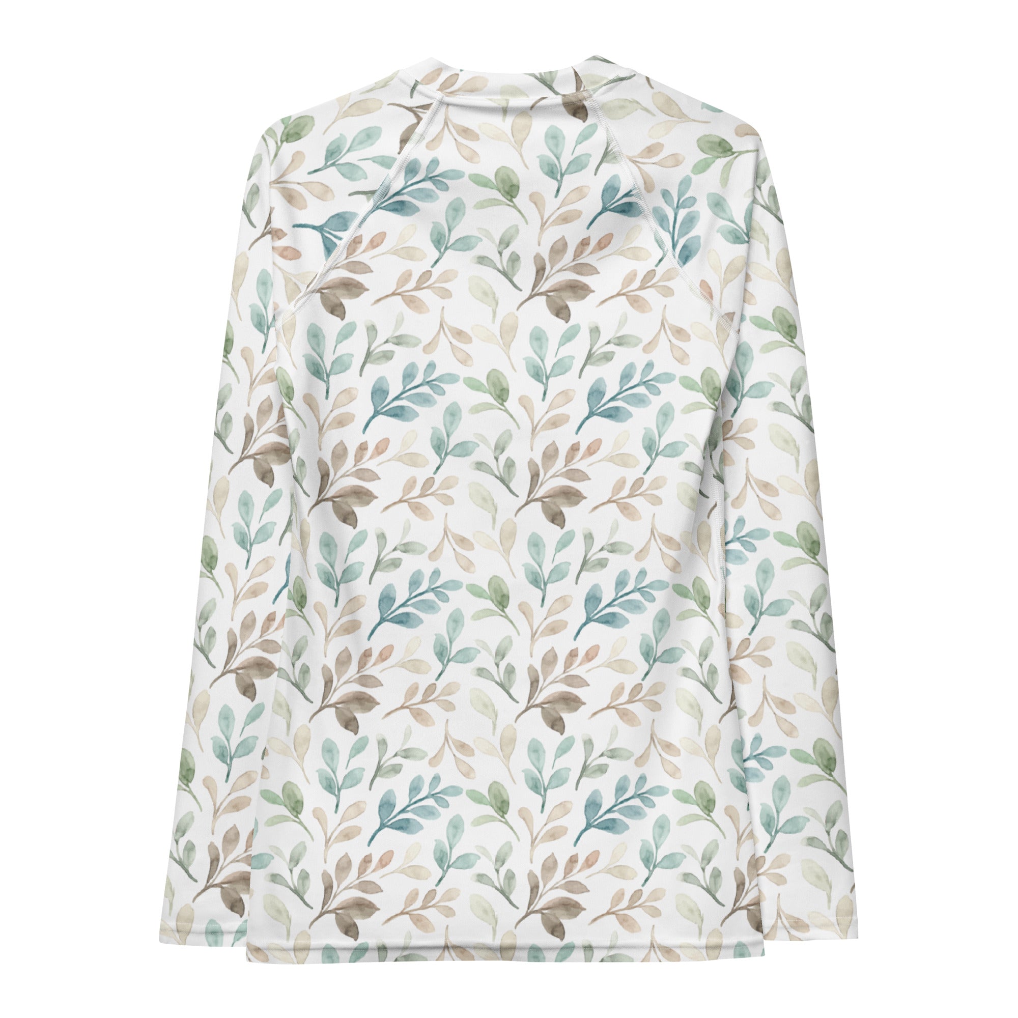 Women's Watercolor Leaf Long Sleeve Rash Guard Swim Shirt – Buttery Soft, Sun Safe UPF 50+ Protection, Quick Dry & 4-Way Stretch Comfort