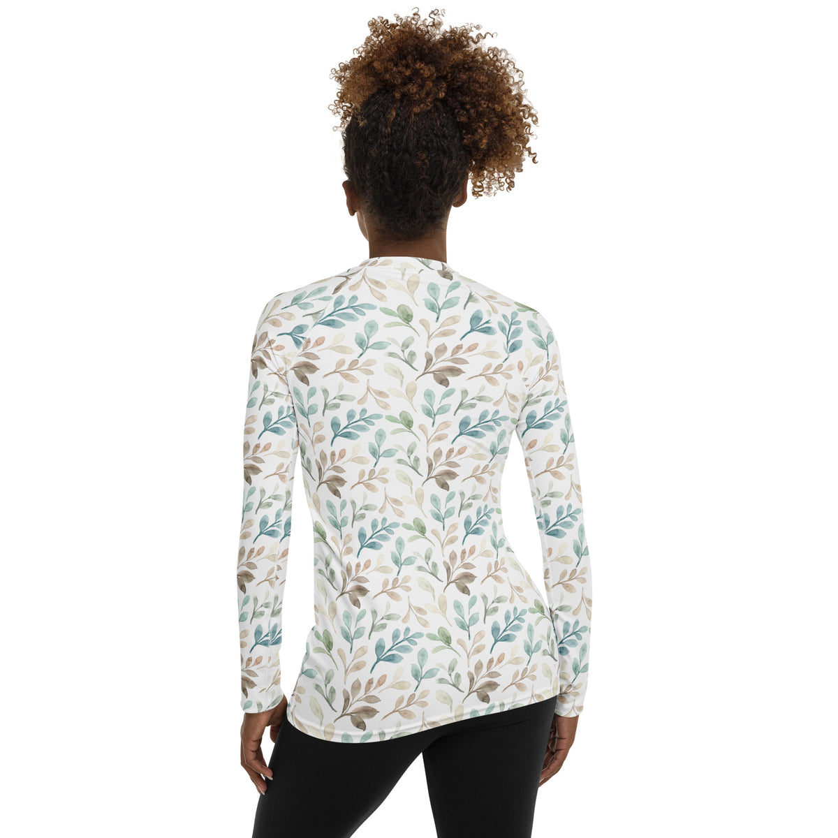 Women's Watercolor Leaf Long Sleeve Rash Guard Swim Shirt – Buttery Soft, Sun Safe UPF 50+ Protection, Quick Dry & 4-Way Stretch Comfort