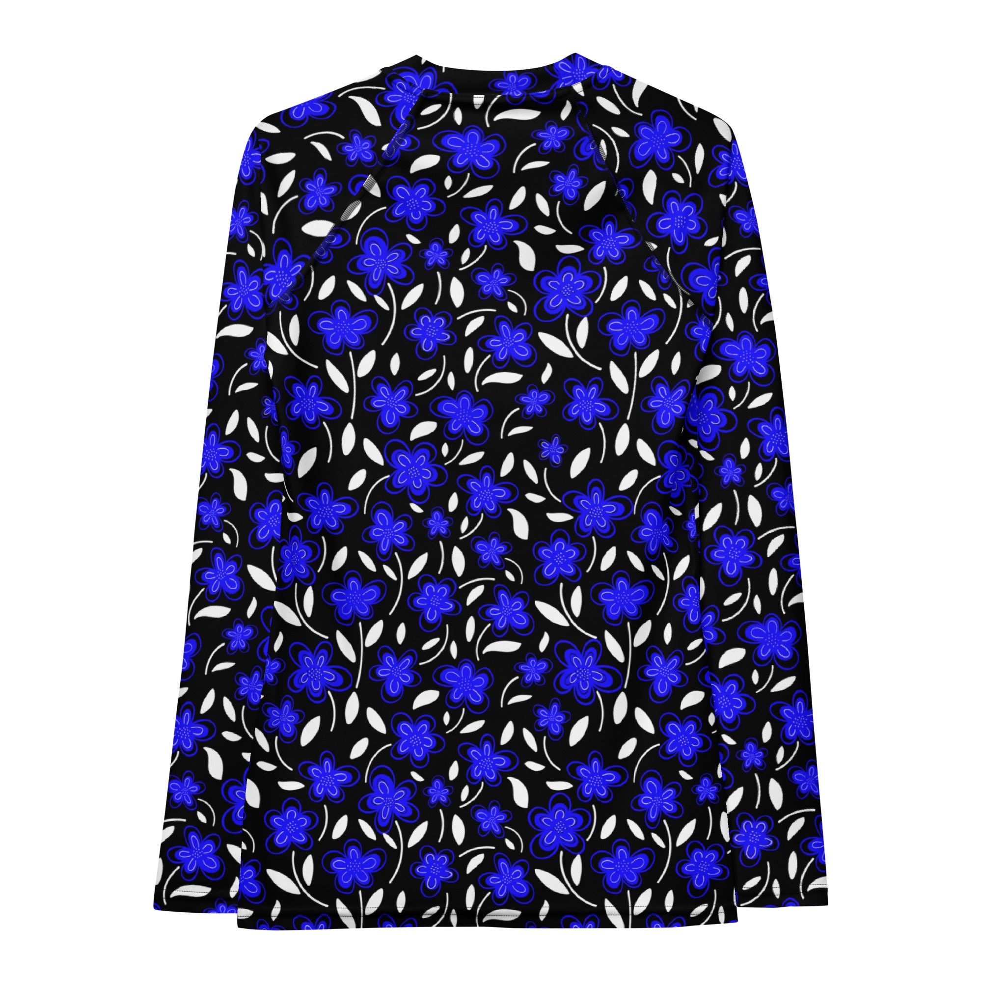 Women's Blue Floral Long Sleeve Rash Guard Swim Shirt – Buttery Soft, Sun Safe UPF 50+ Protection, Quick Dry & 4-Way Stretch Comfort