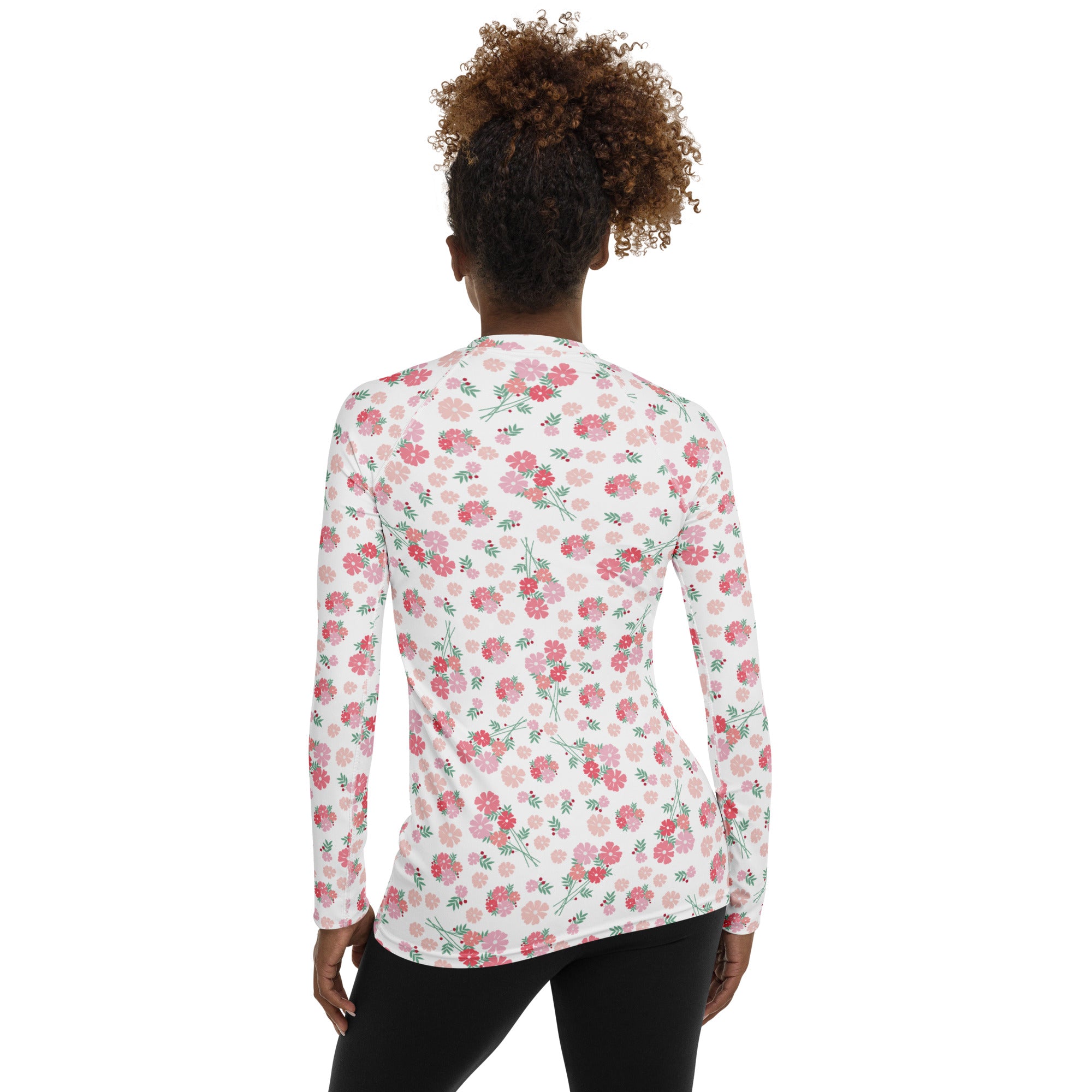Women's Pink Wildflower Long Sleeve Rash Guard Swim Shirt – Buttery Soft, Sun Safe UPF 50+ Protection, Quick Dry & 4-Way Stretch Comfort